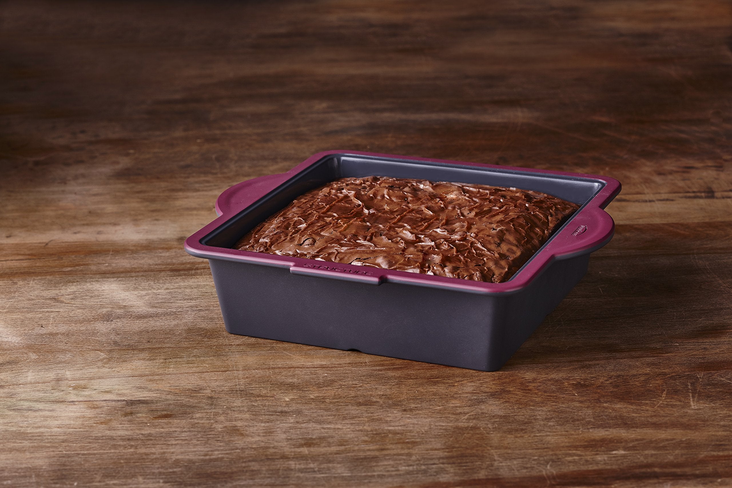 Trudeau Structure Square Novelty Cake Pans In Silicone, Grey/Pink