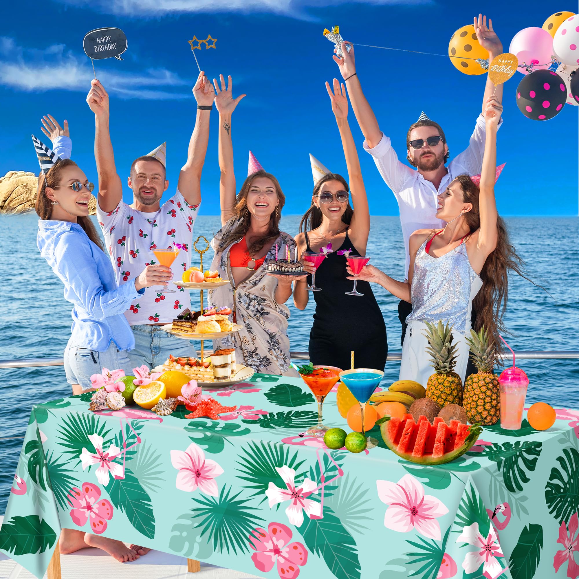 Ohome Luau Party Decorations - Hawaiian Party Decorations Tablecloth - Plastic Tablecloth For Tropical Party Decorations | Hawai