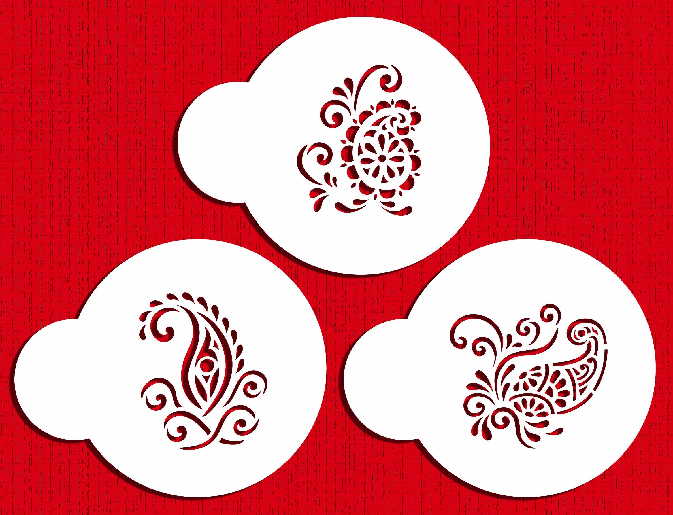 Designer Stencils Silk Paisley Cookie Stencils, Mini, Beige/Semi-Transparent