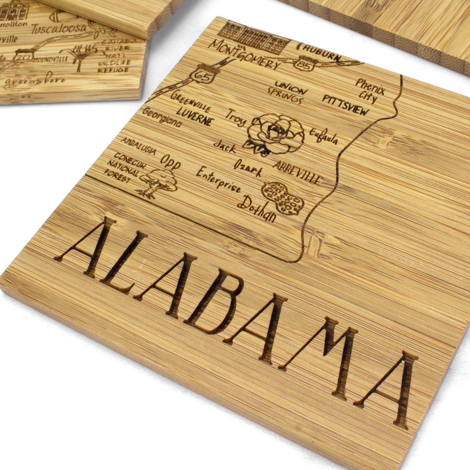 Totally Bamboo Delaware State Puzzle 4 Piece Bamboo Coaster Set With Case