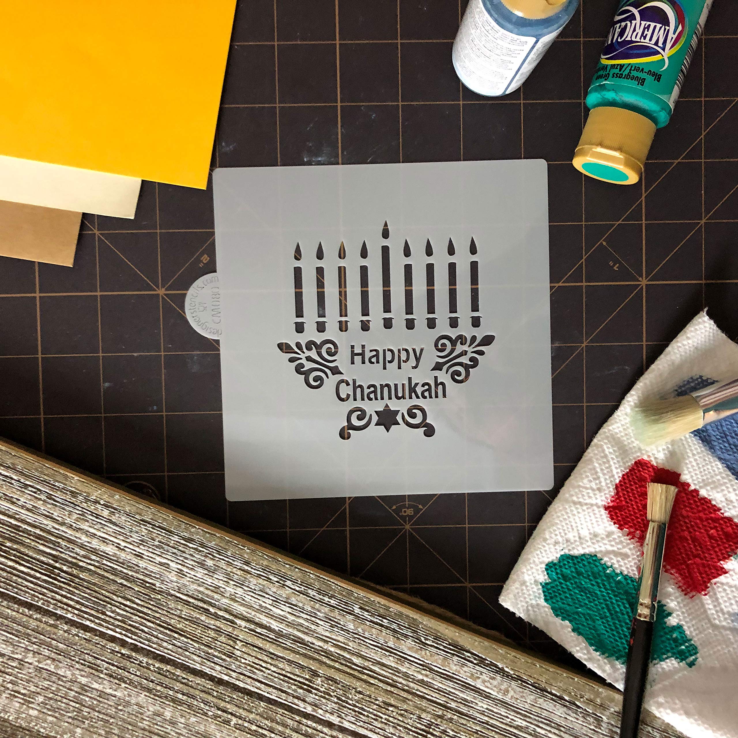 Happy Chanukah Menorah Cm080 Cookie And Craft Stencil By Designer Stencils