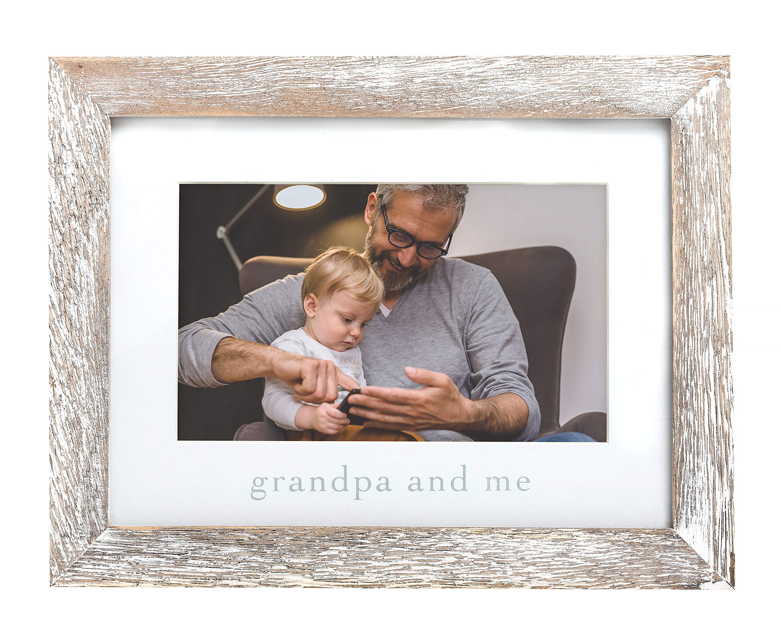 Pearhead Grandpa and Me Rustic Picture Frame, Gender Neutral Nursery Decor, Farmhouse Style Wall or Tabletop Display, Gift for N