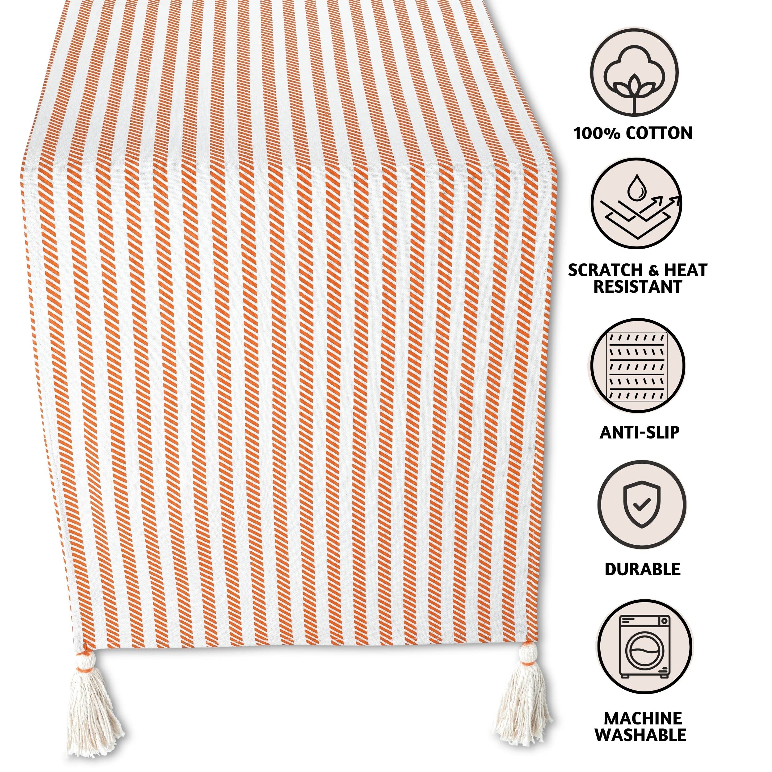 Folkulture Table Runner 72 Inches Long With Tassels For Dining Table Decor, 100% Cotton Farmhouse Style Table Runner, Boho Runne