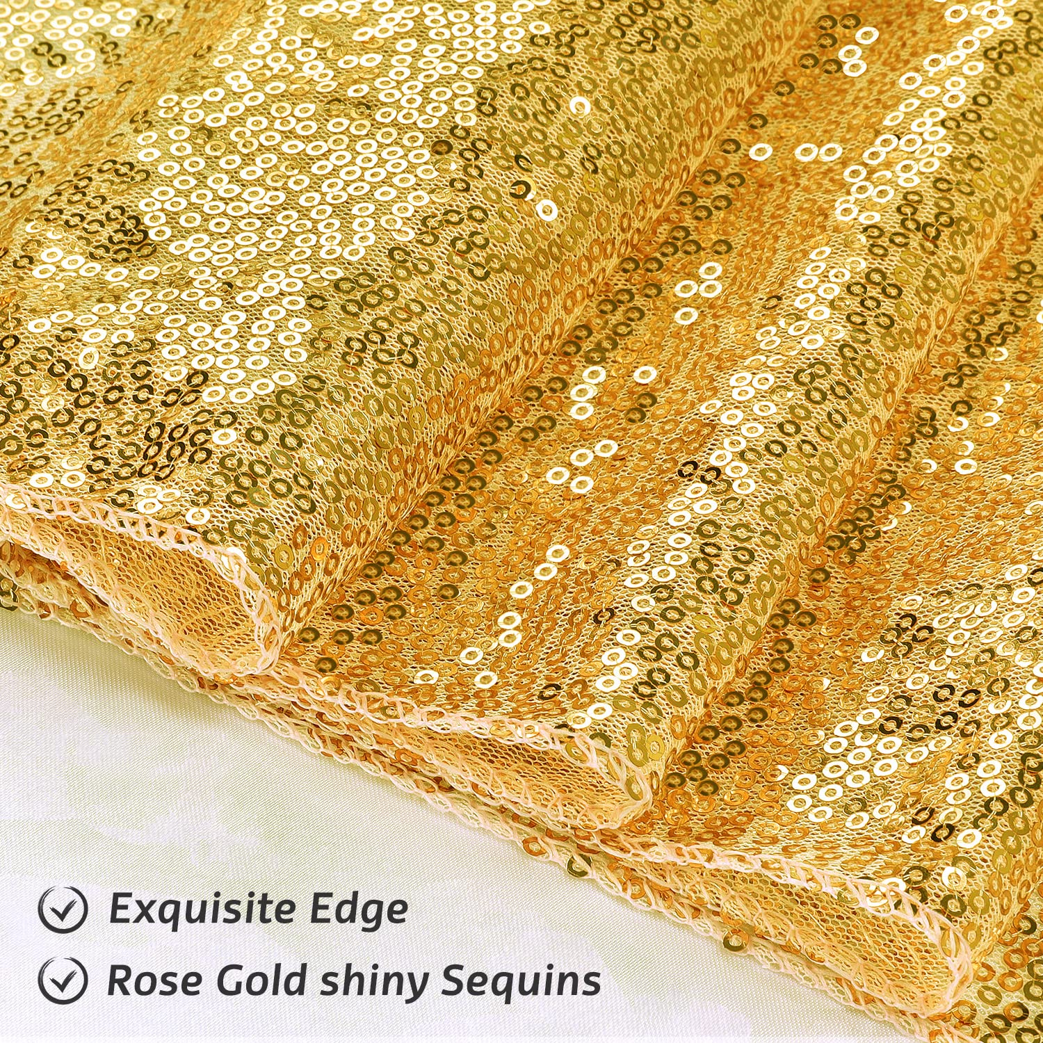 6 Pack Sequin Table Runner Gold, 12 X 108 Inch Glitter Gold Table Runner For Rectangle Table For Birthday, Wedding, Banquet, Hol