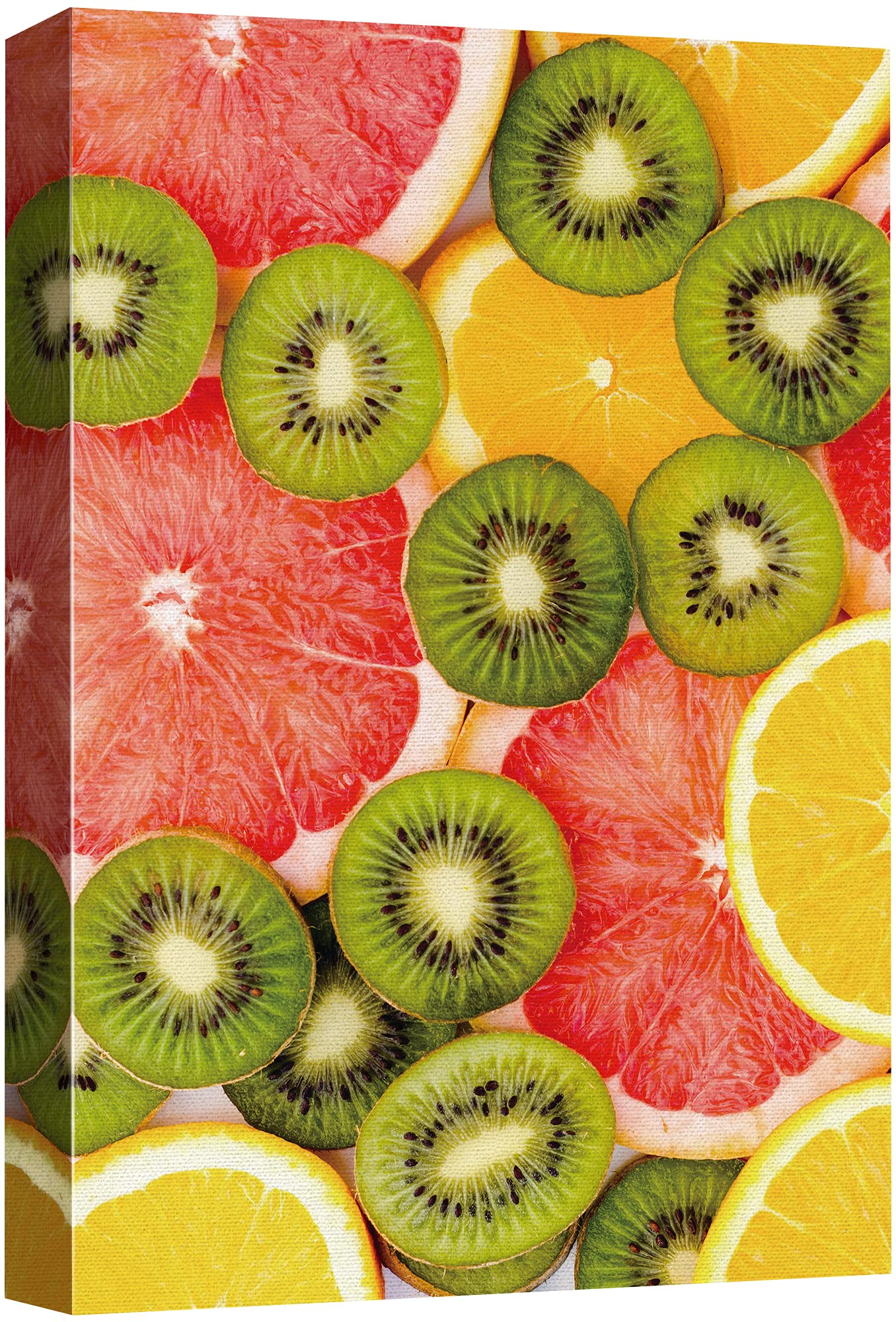 Signford Canvas Print Wall Art Variety Of Kiwi And Citrus Fruit Family Photography Modern Art Decorative Elements Closeup Colorf