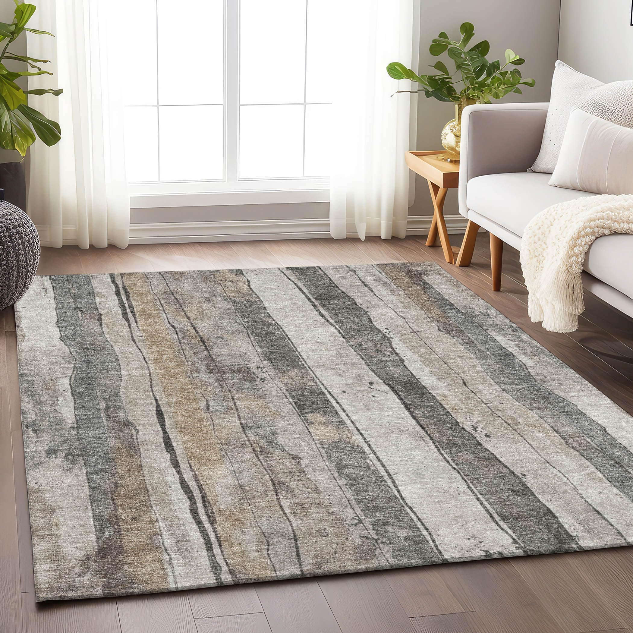 Machine Washable Indoor/Outdoor Chantille Putty 9 x 12 Rug