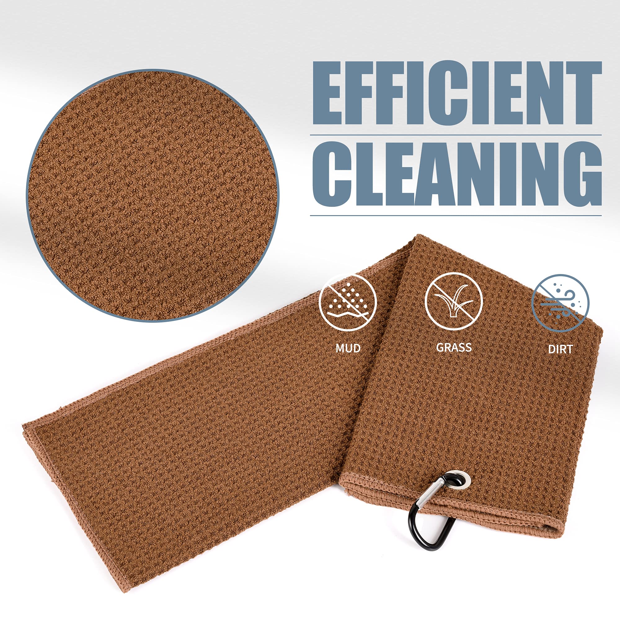 Mile High Life Tri-Fold Golf Towel | Premium Microfiber Fabric | Waffle Pattern | With Heavy Duty Carabiner Clip | Golf Towel Fo