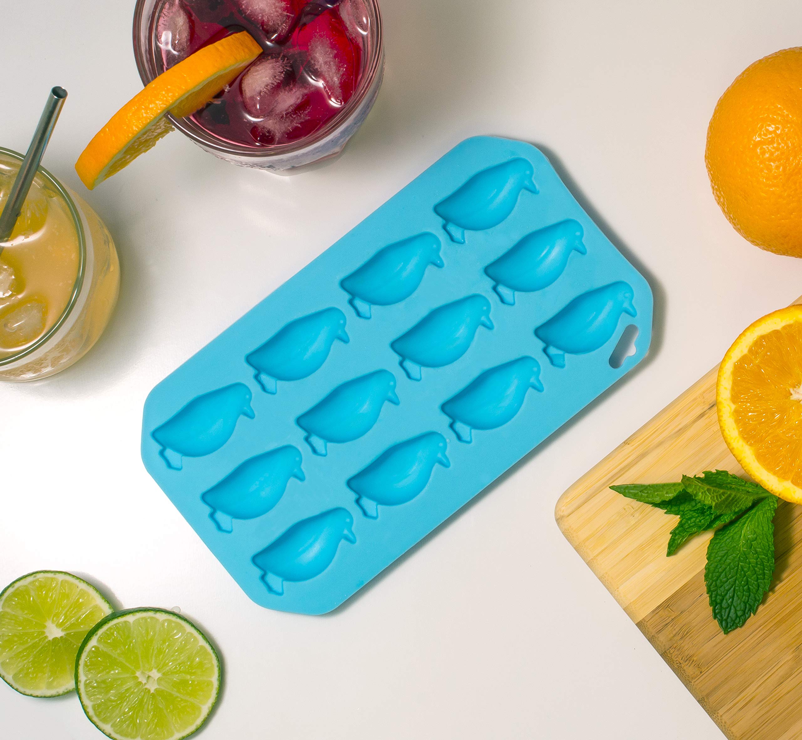 Hic Kitchen Silicone Penguin Ice Tray, Chocolate Candy Baking Mold, Non-Stick, Heat-Resistant, Makes 12 Cubes