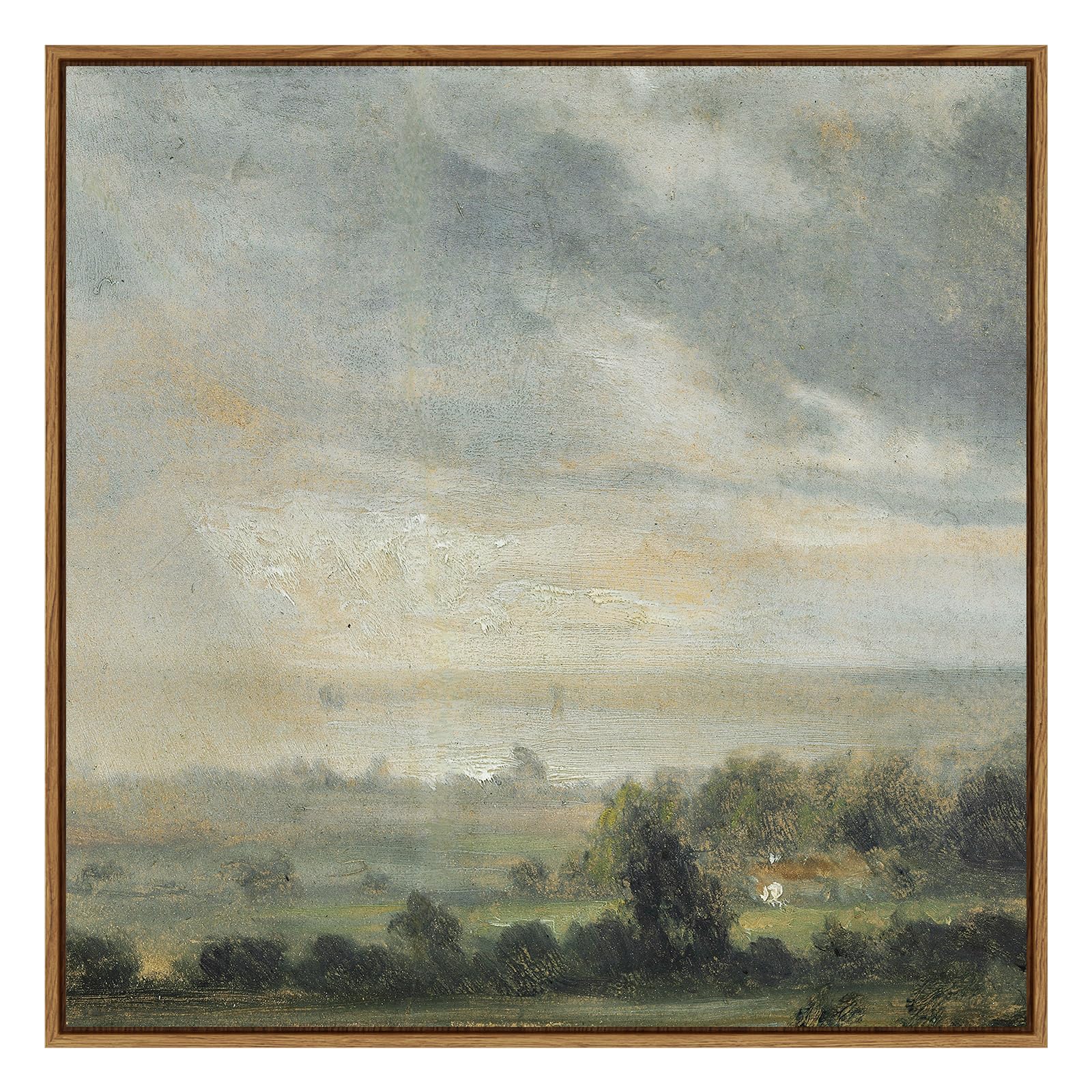 Insimsea Square Framed Canvas Wall Art, Landscape Scenery Sky Cloud Grassland Canvas Oil Paintings Home Decor, Wall Art Prints R