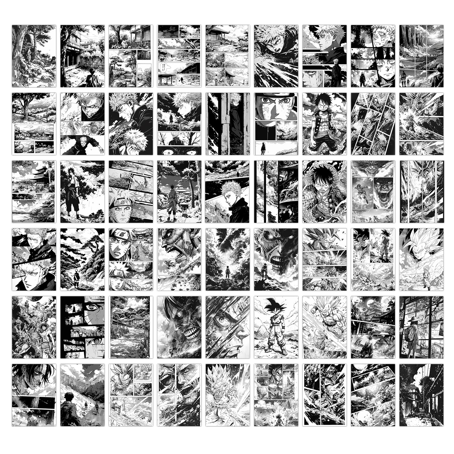 Wallgasm Anime Manga Poster Set - Set of 54, 4 x 6 Inches Posters | Anime Posters For Room, Livingroom, Office Dragon Ball Z, Na