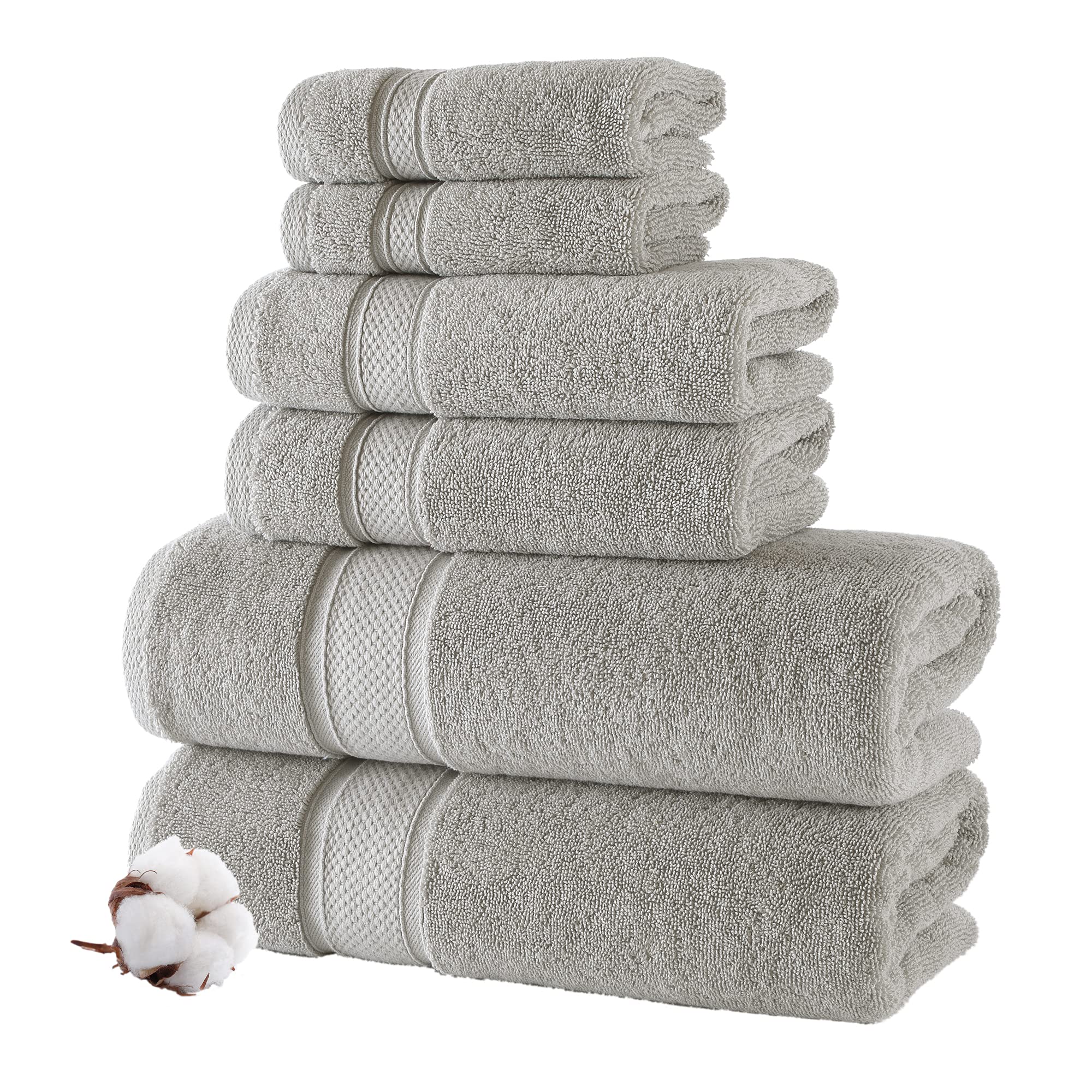 NOVA Luxury Linen - Hotel Quality Turkish Towel Set for Bathroom (6 Pcs Towel Set  Pure White)