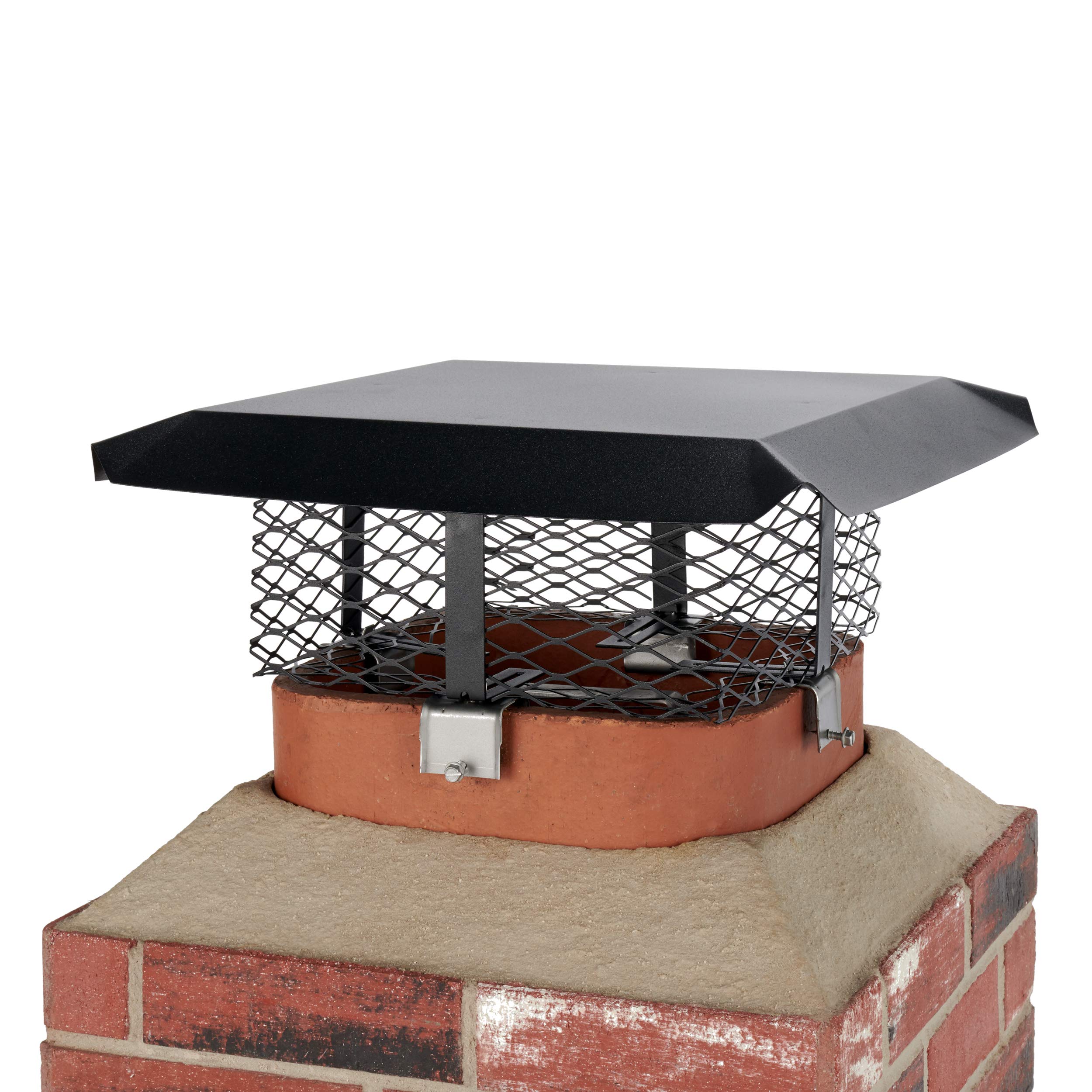 Shelter Scadj-S Adjustable Clamp On Black Galvanized Steel Single Flue Chimney Cap,Small