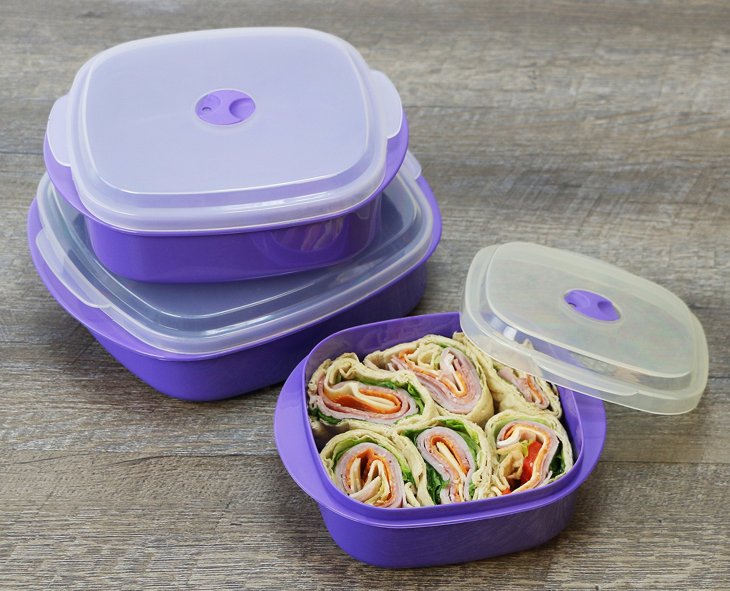 Reston Lloyd Microwave Storage, Adjustable Vent On Lids Cookware Set, Multiple Sizes, Purple