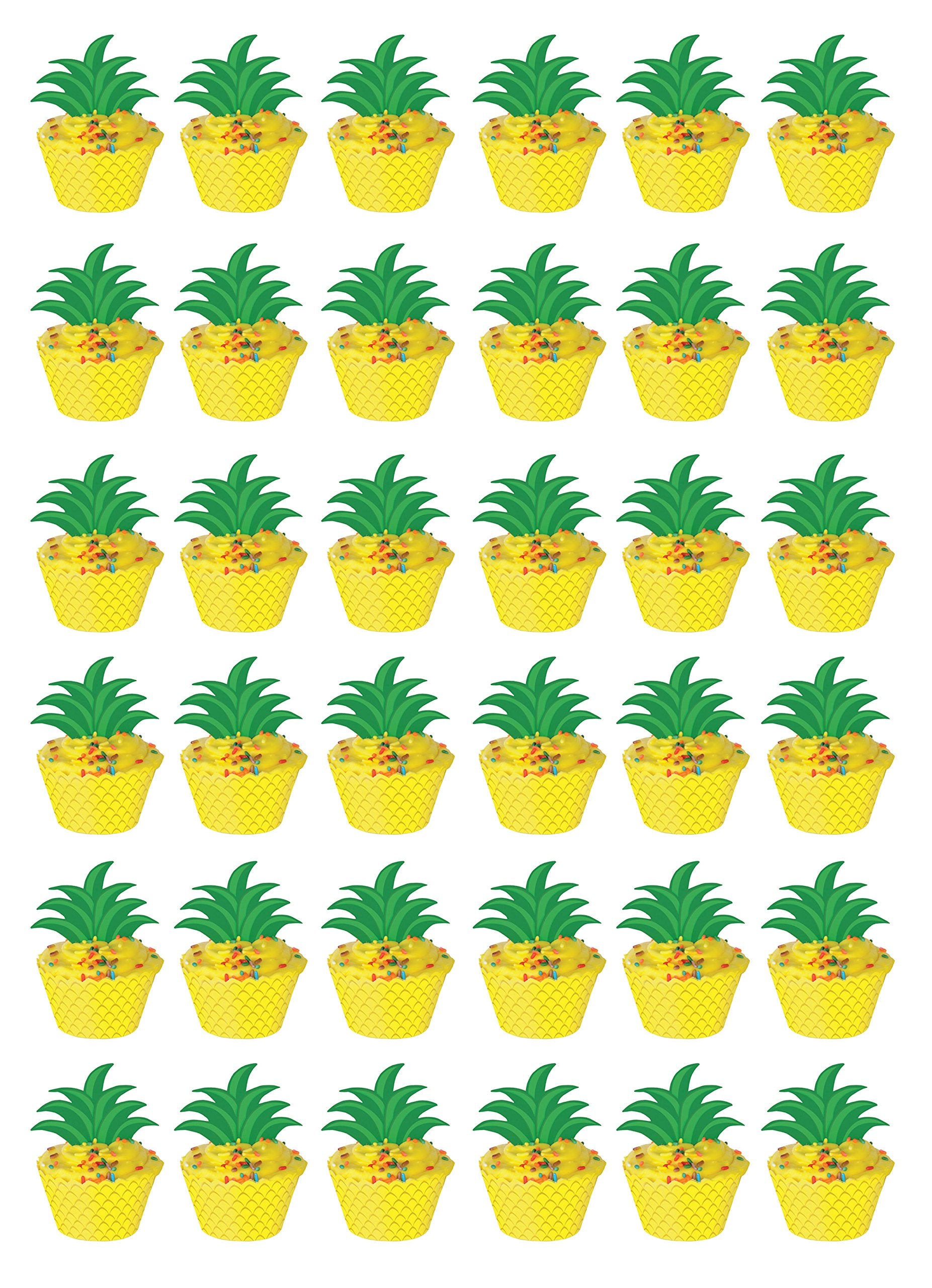 Beistle 36 Piece Pineapple Cupcake Wrappers, 8'', Yellow/Green