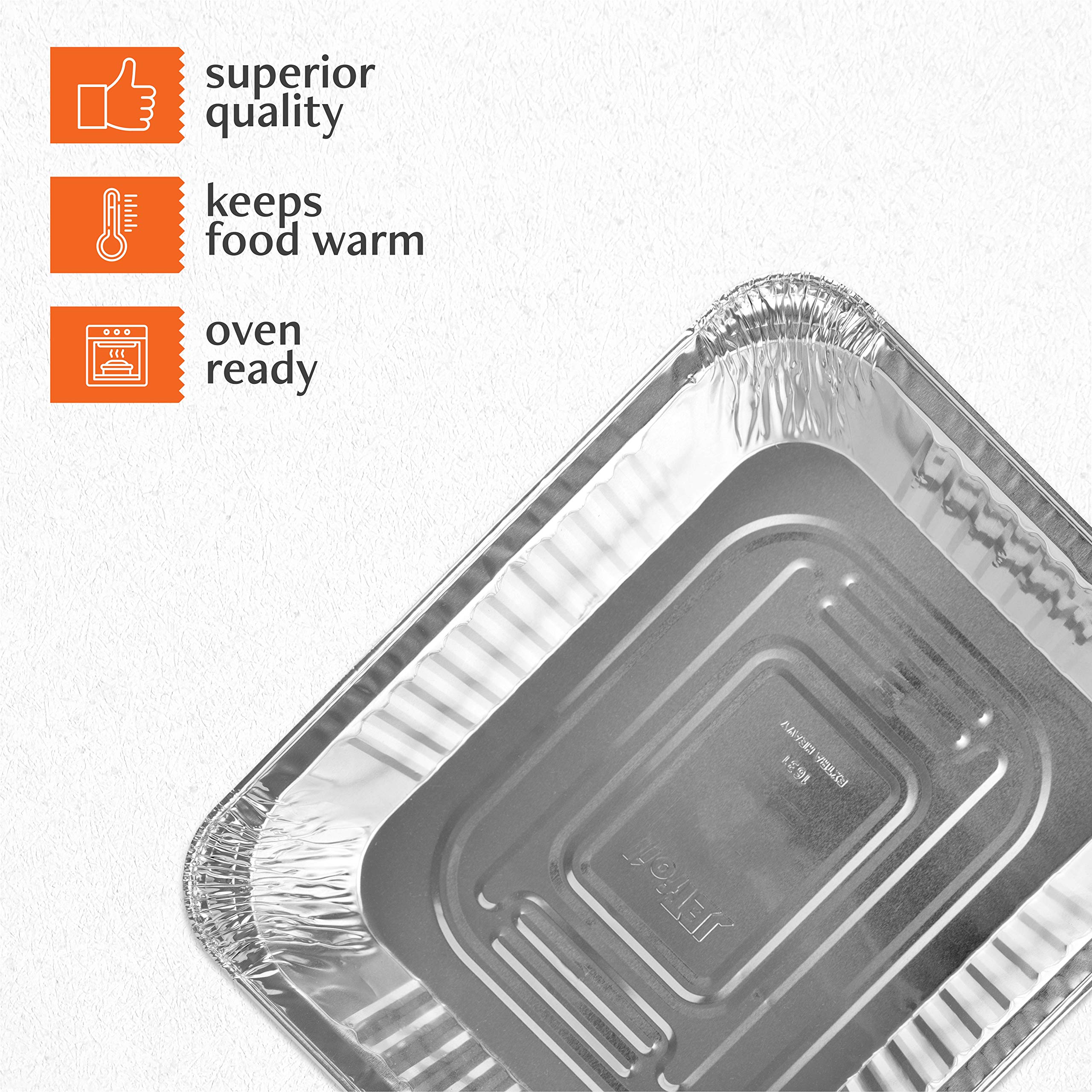 PLASTICPRO Disposable 9 x 13 Heavy Weight Aluminum Foil Pans Half Size Deep Steam Table Bakeware - Cookware Perfect for Baking Cakes  Bread  Meatloaf  Lasagna Pack of 20