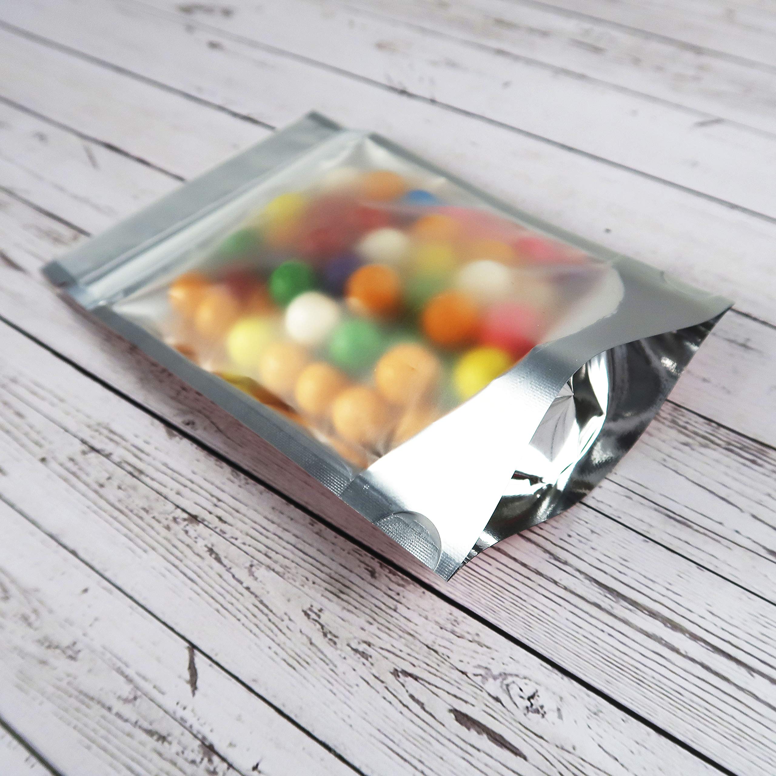 Qq Studio 100Pcs Matte Double-Sided Colored Stand-Up Bags (8.5X13Cm (3.3X5.1''), Translucent/Gold)