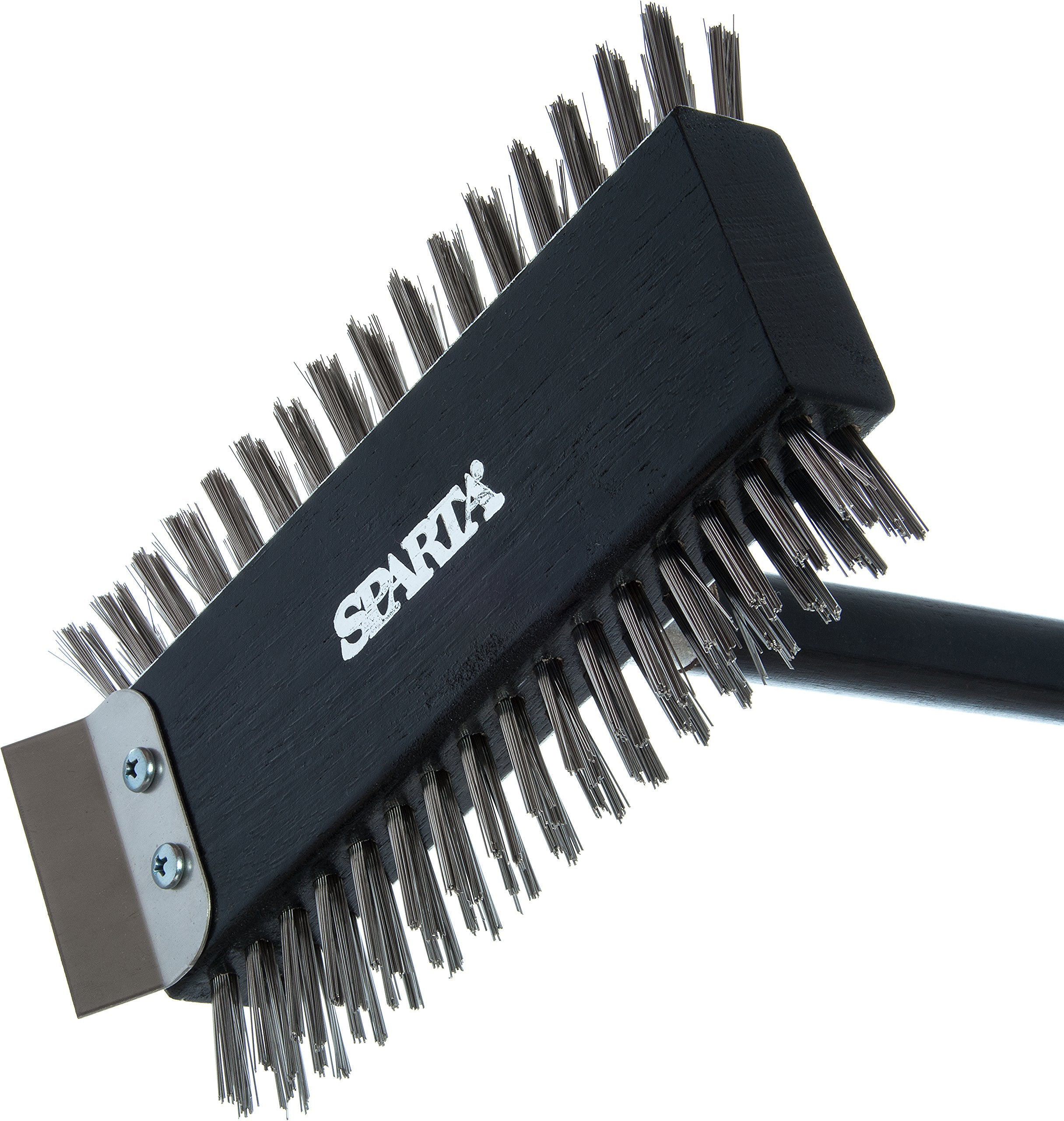 Sparta 4029000 Stainless Steel Grill Brush, Grill Scraper With Metal Bristles, 30.5 Inches, Black