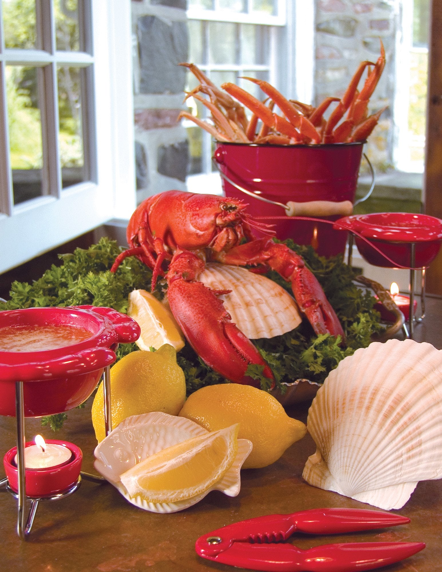 Nantucket Seafood Red Serving Pail Ice Bucket, 7.25 X 7.25 X 6 Inches