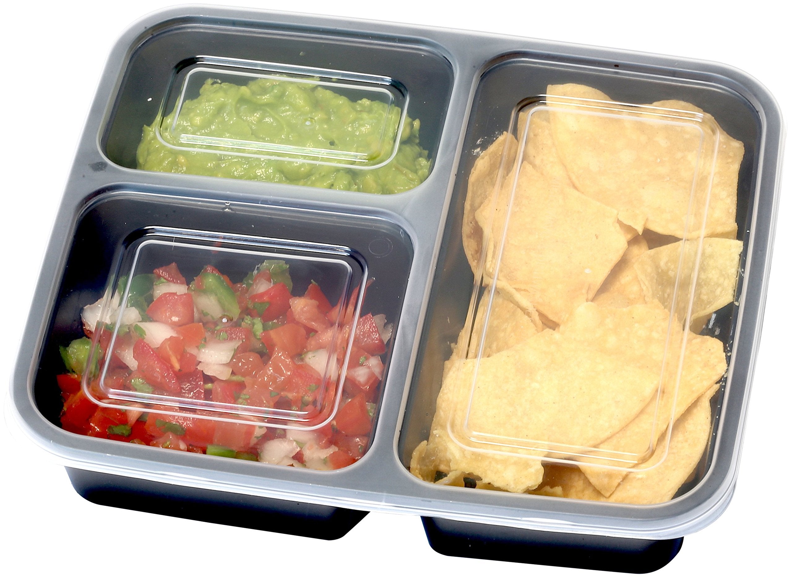 10 Pack - Simplehouseware 3 Compartment Food Grade Meal Prep Storage Container Boxes (36 Ounces)