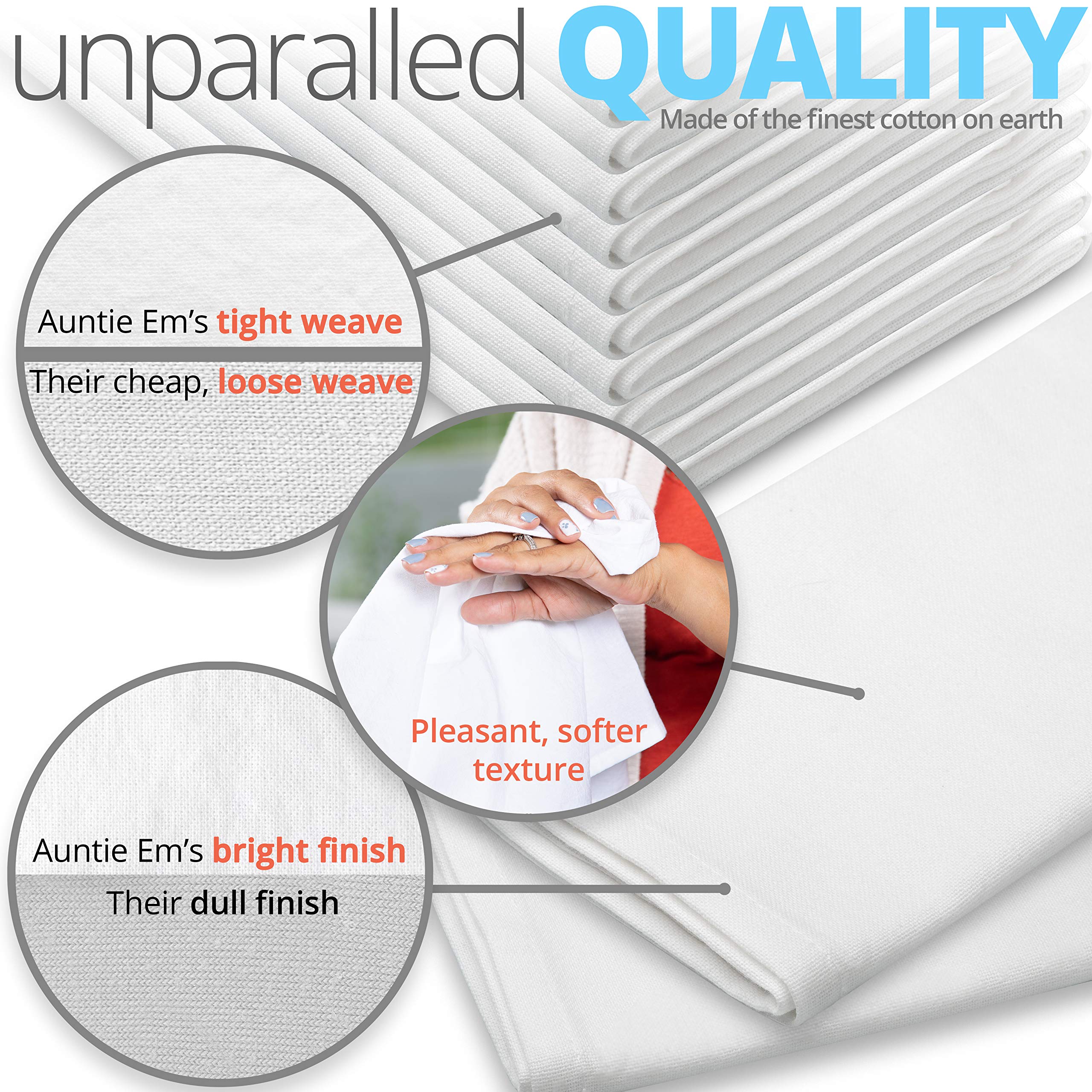 Aunti Em'S Kitchen Blue Cotton Dinner Napkins Cloth 12 Pack 20X20 100% Natural Oversized Bulk Linens For Dinner, Events, Wedding