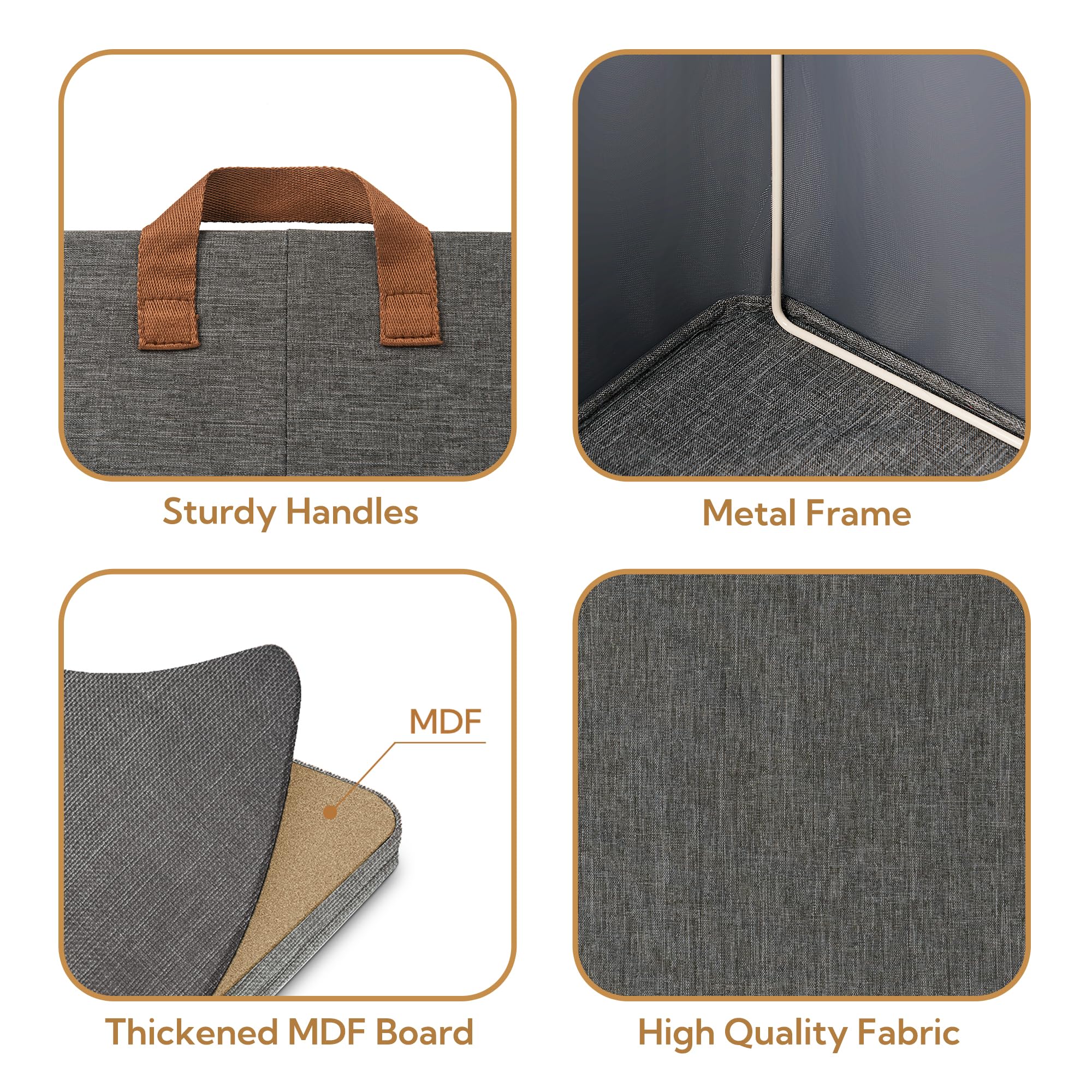 GRANNY SAYS Storage Bins for Closet  Linen Closet Organizers and Storage Baskets with Metal Frame  Dark Gray Shelf Storage Bins for Organizing Bedroom Wardrobe  Extra Large  4-Pack