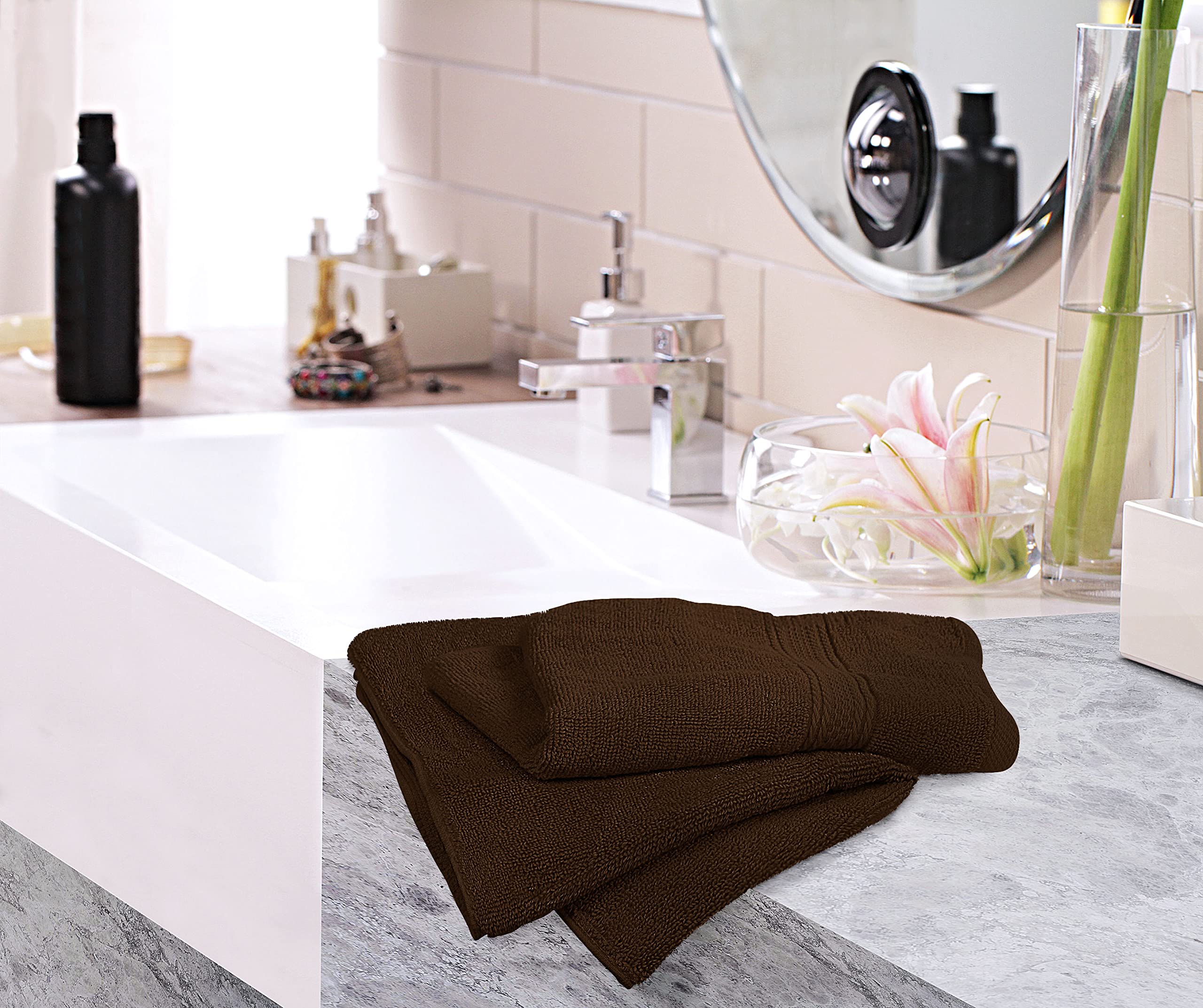 Utopia Towels Premium Hand Towels Set, 100% Cotton, Ultra Soft, 6 Pack, 16x28 inches, Dark Brown, Model UT0624