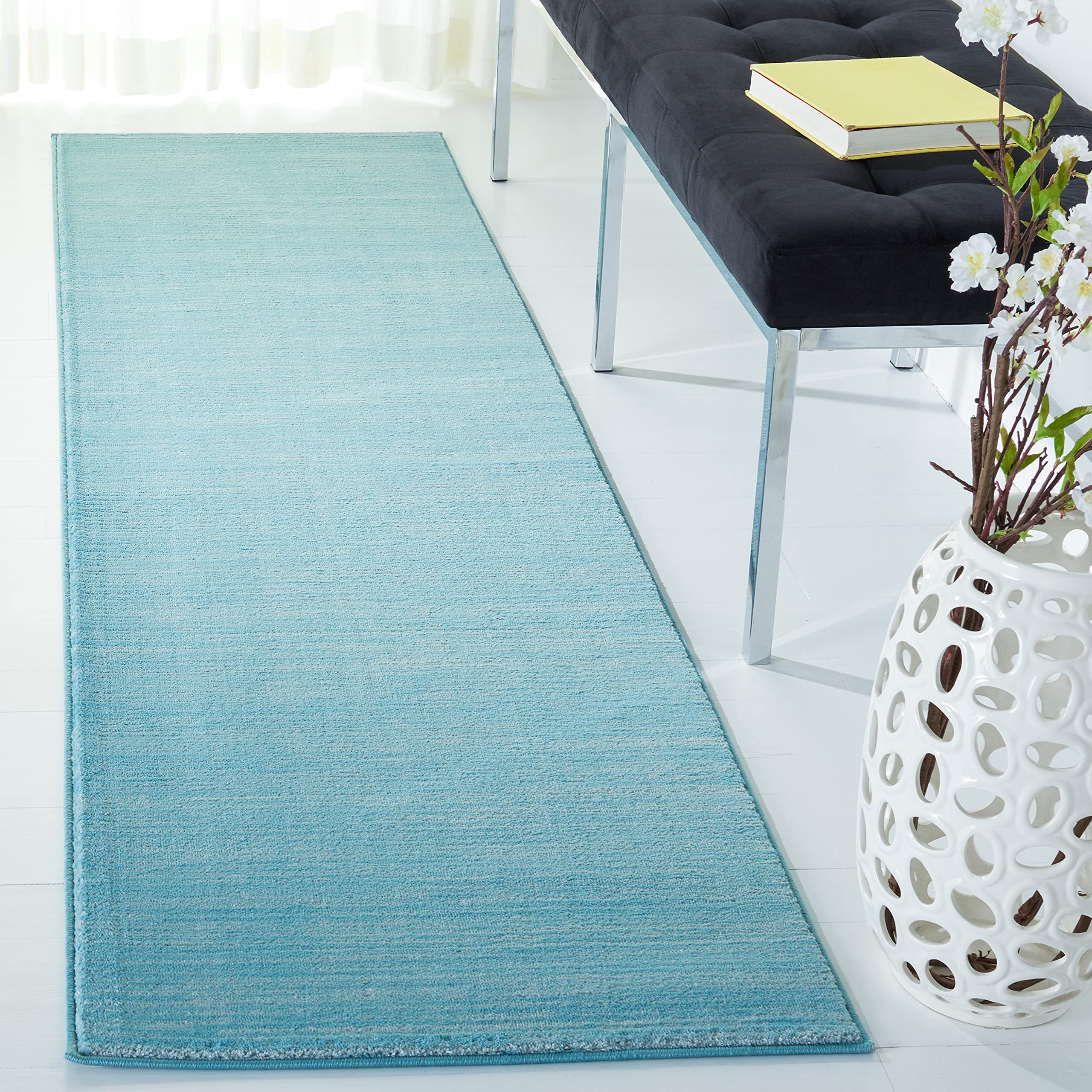 SAFAVIEH Vision Collection Runner Rug - 22 x 18, Aqua, Modern Ombre Tonal Chic Design, Non-Shedding & Easy Care, Ideal for Hig