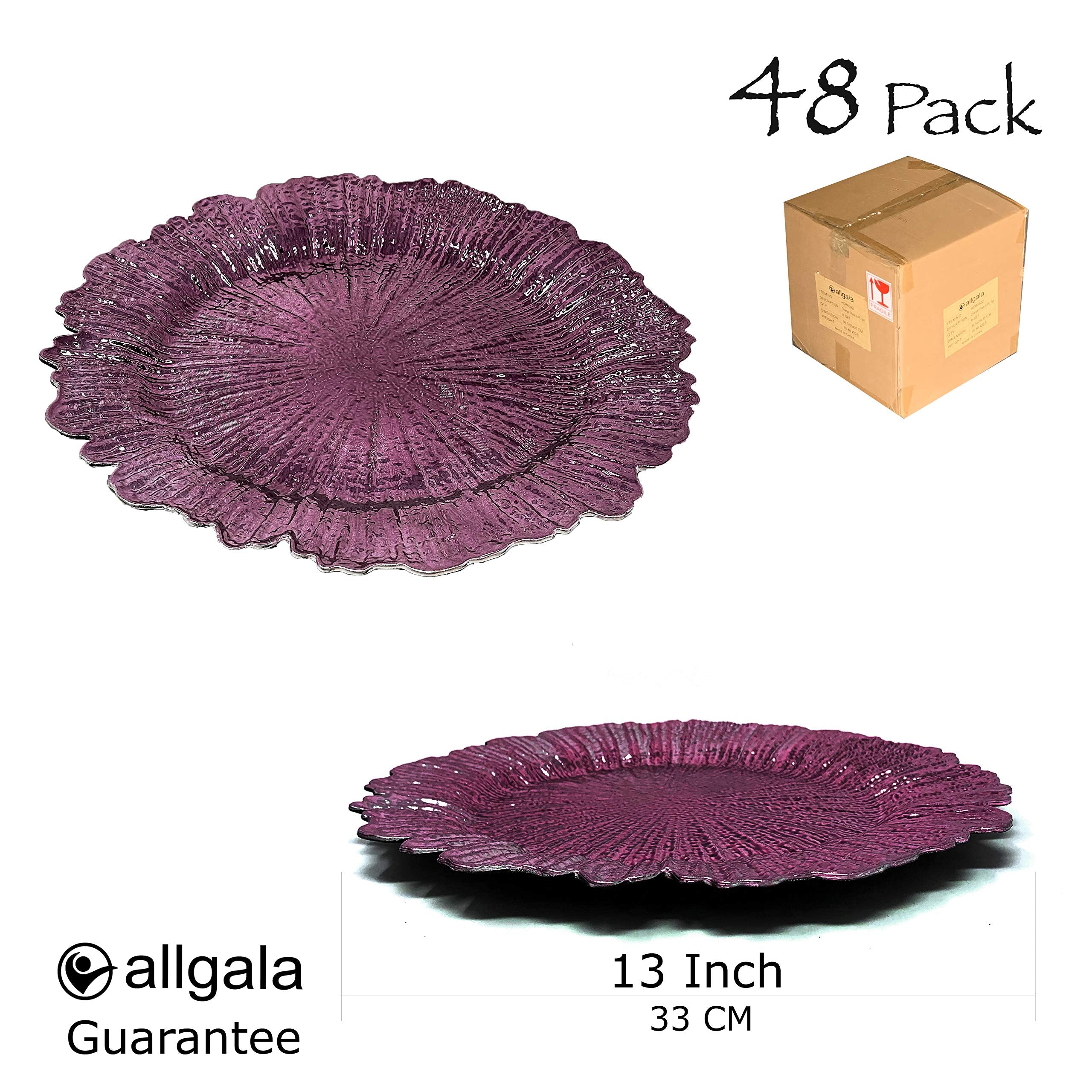 allgala 13-Inch 48-Pack Heavy Quality Round Charger Plates-Reef Purple-HD80338