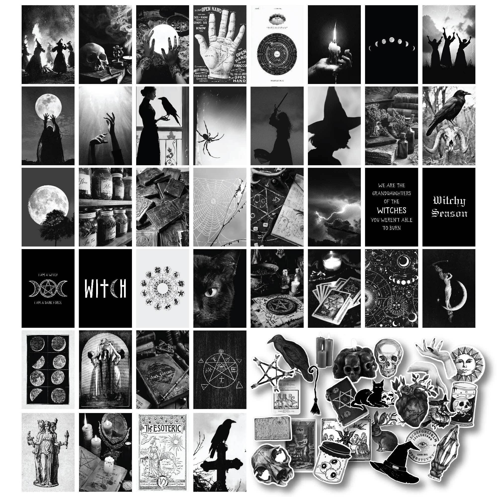 97 Decor Witchy Wall Decor - 40 Pcs Gothic Wall Decor For Bedroom, Dark Goth Wall Collage Kit, Creepy Witch Decor Aesthetic Post