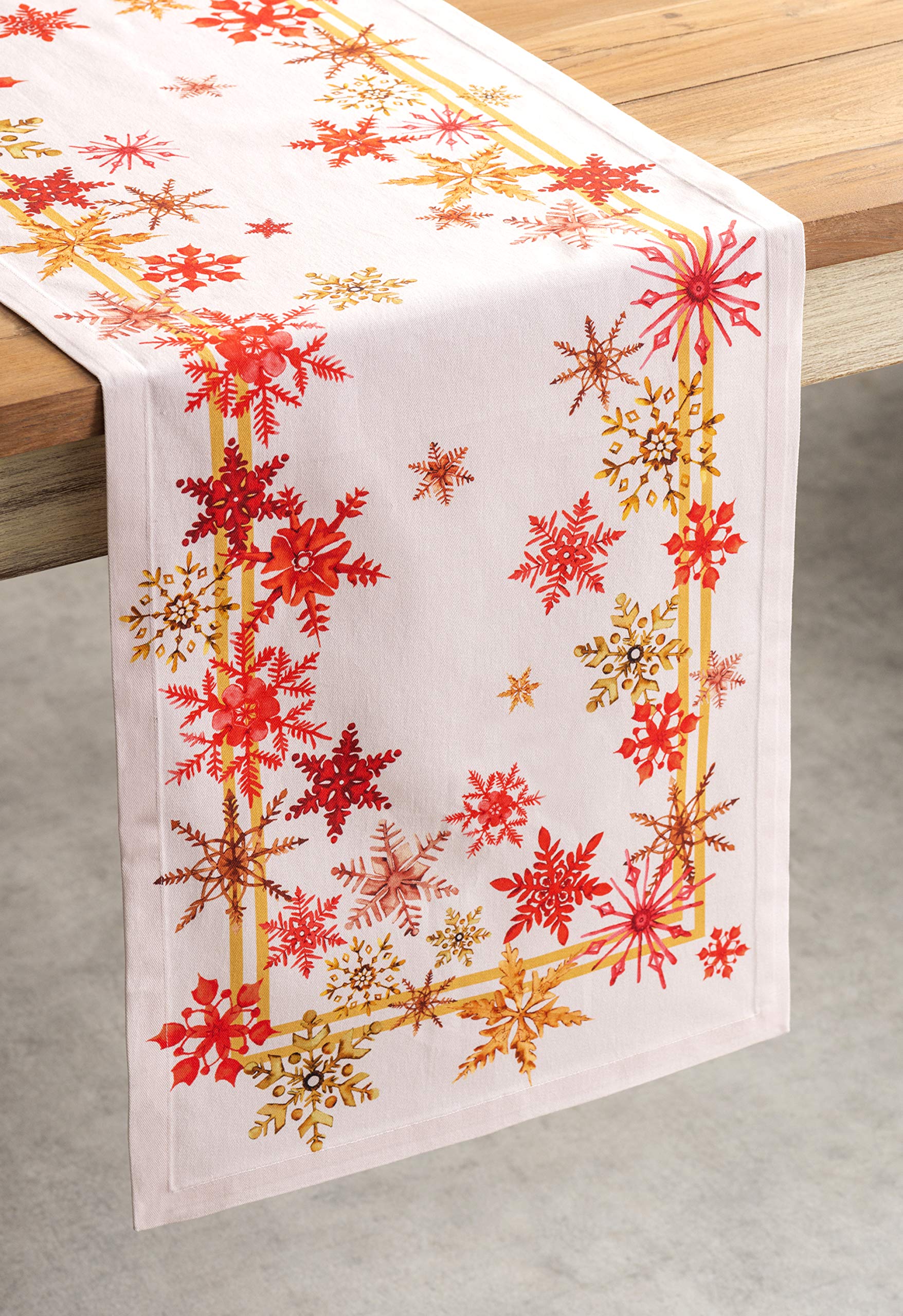 Maison D' Hermine Tablerunner 100% Cotton 14.50Inch X 90Inch Decorative Table Runner, Dining, Holidays, Buffet, Crystal Star (Si