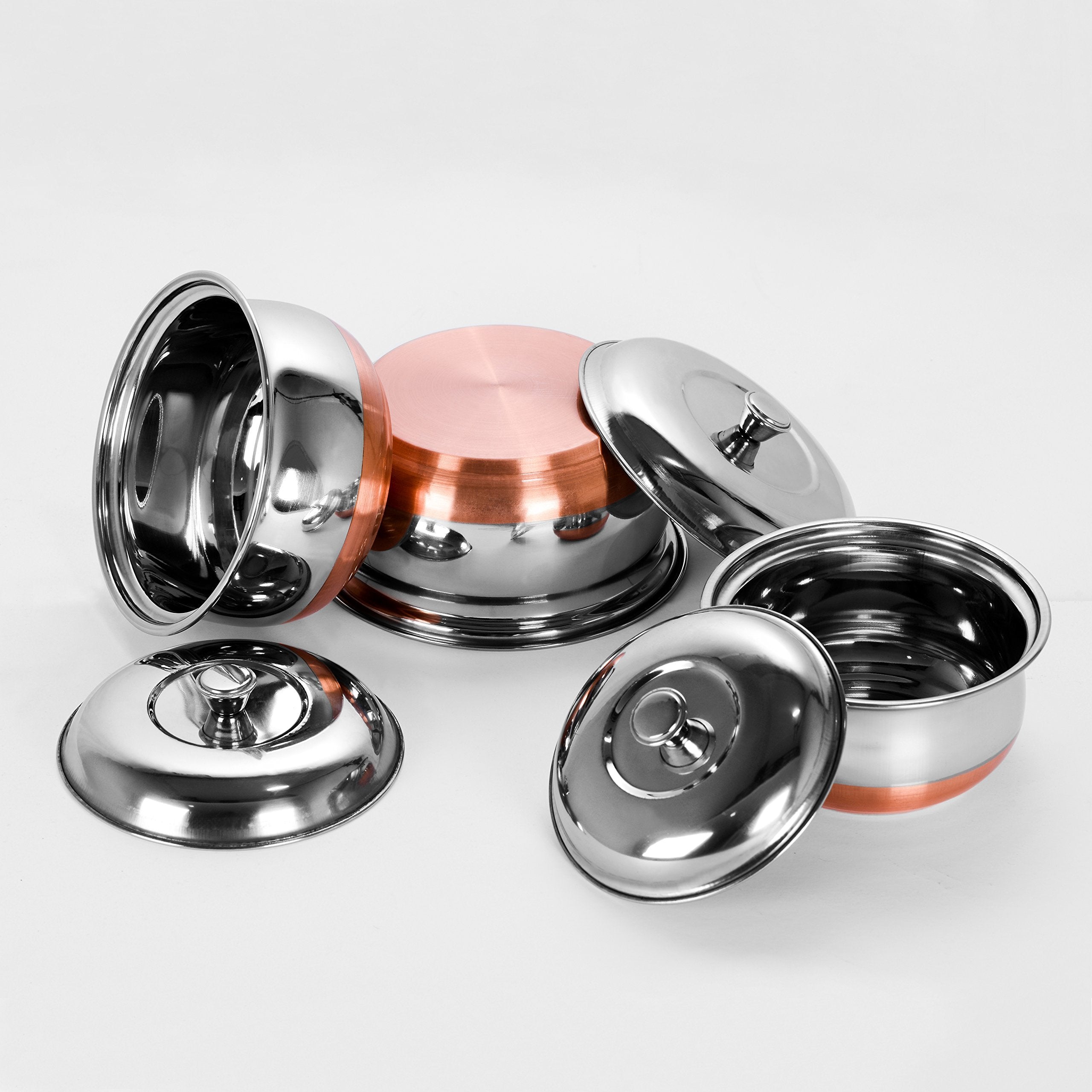 Sumeet Stainless Steel Copper Bottom Multipurpose Cook & Serve Handi With Lid - 3 Pcs Set