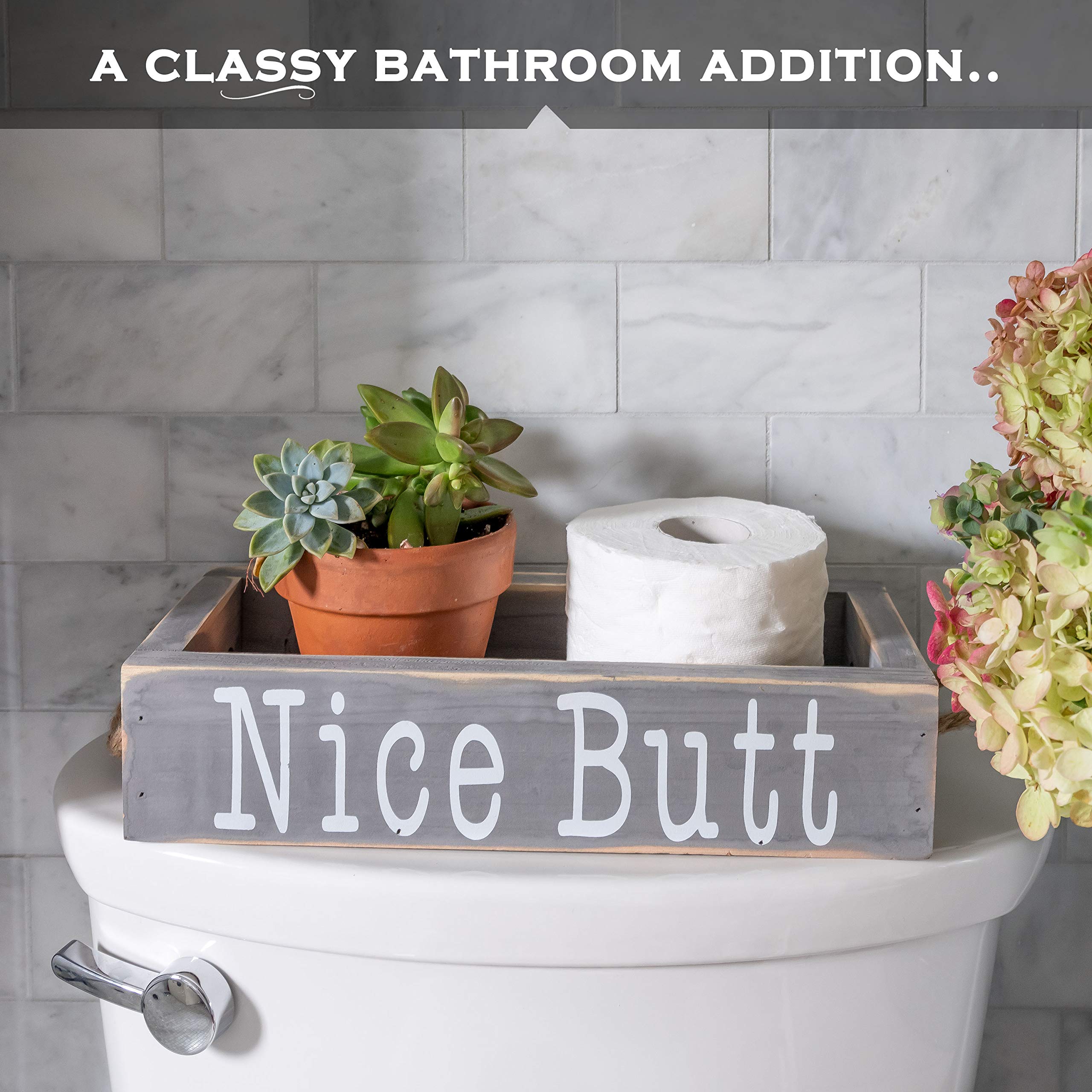MAINEVENT Nice Butt Bathroom Decor Box  One Box with Print on 2 Sides Farmhouse Toilet Box Decor  Nice Butt Box Rustic Decor  Half Bathroom Decor  Nice Butt Sweet Cheeks