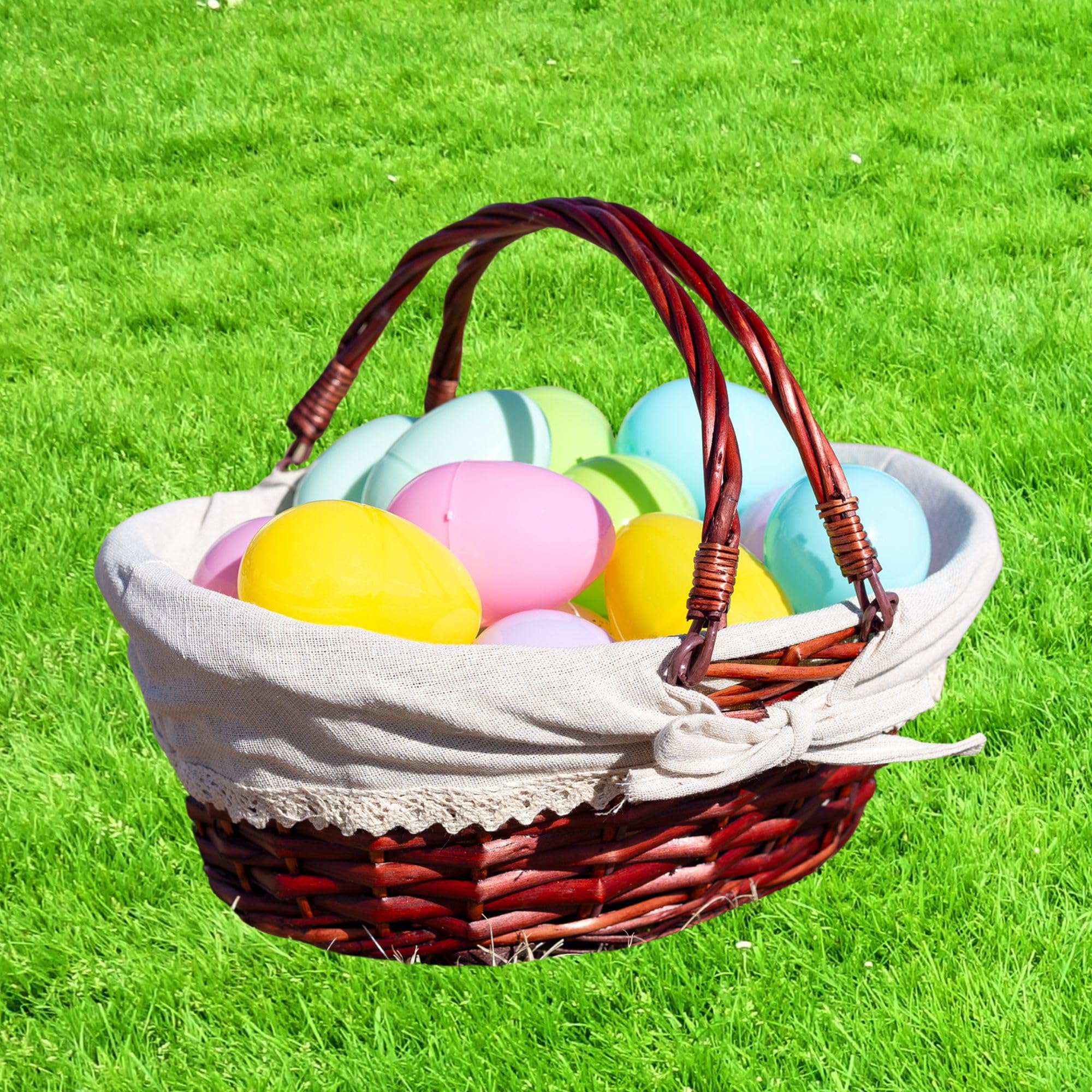 Cornucopia Wicker Basket With Handles (Reddish Brown), For Fall Decor, Easter, Picnics, Gifts, Home Decor And More, 13 X 10 X 6