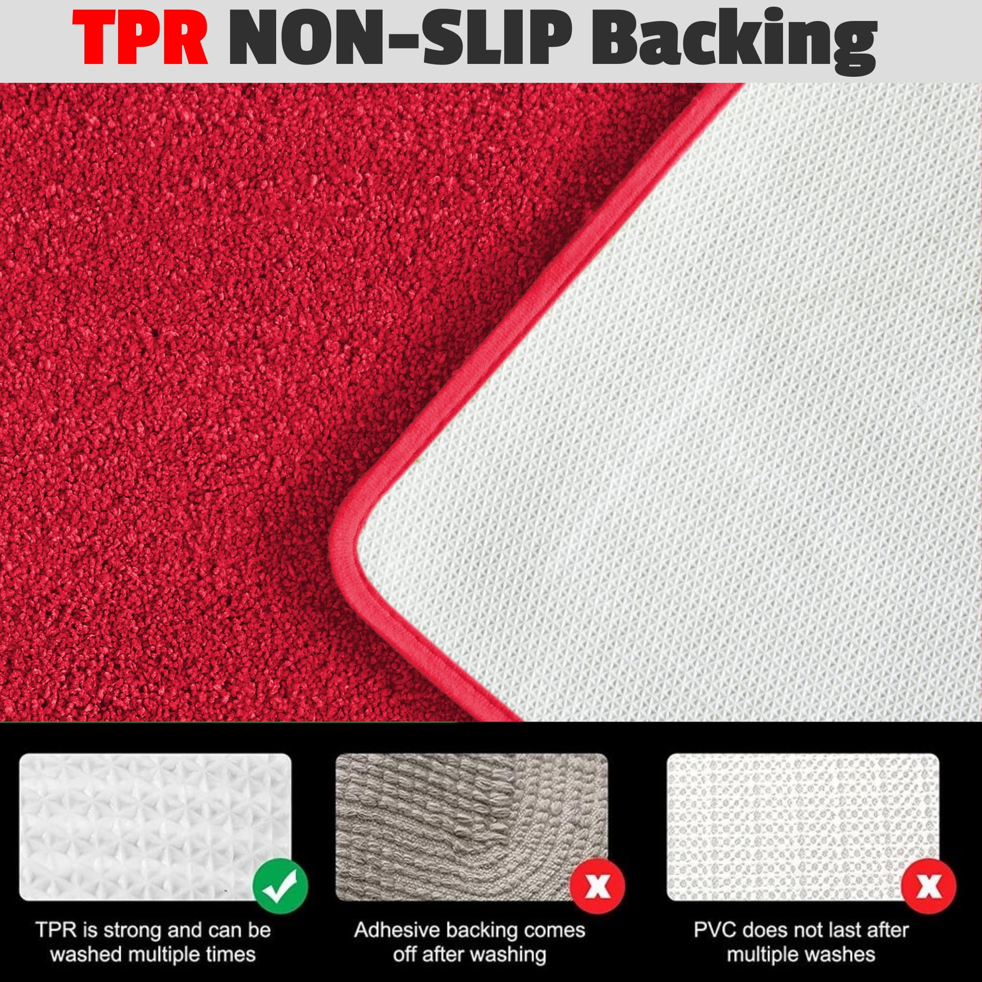 Yafa Home Fashion 1 Piece Solid Microfiber Soft Bathroom Rug  Non-Slip TPR Backing
