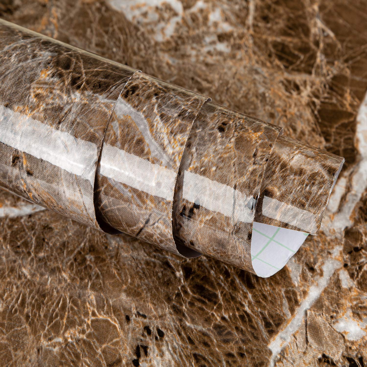 Jsevem 15.74''?93.7'' Brown Marble Contact Paper Faux Granite Wallpaper Peel And Stick Vinyl Wrap Self Adhesive Wall Paper Water