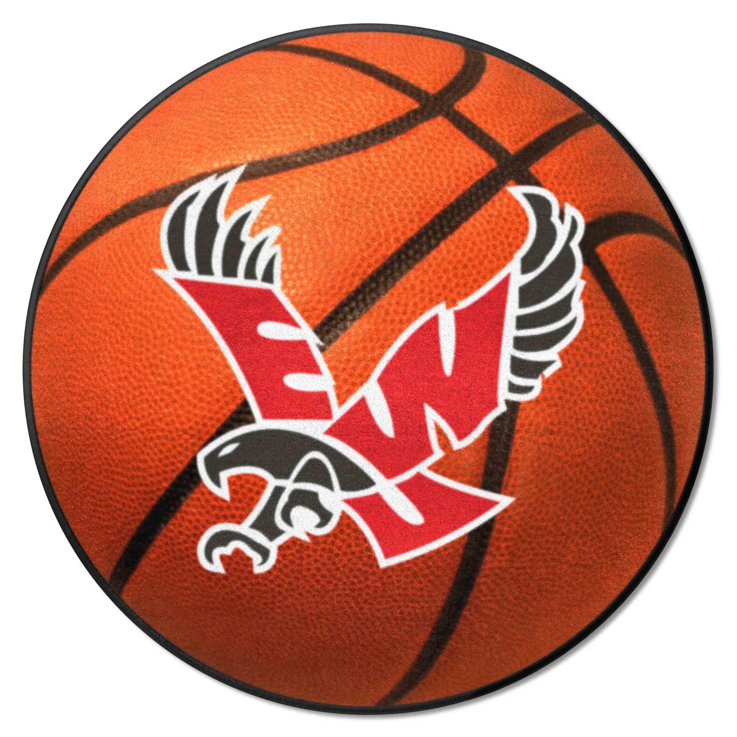 FANMATS 3004 Eastern Washington Eagles Basketball Shaped Rug - 27in. Diameter, Basketball Design, Sports Fan Accent Rug