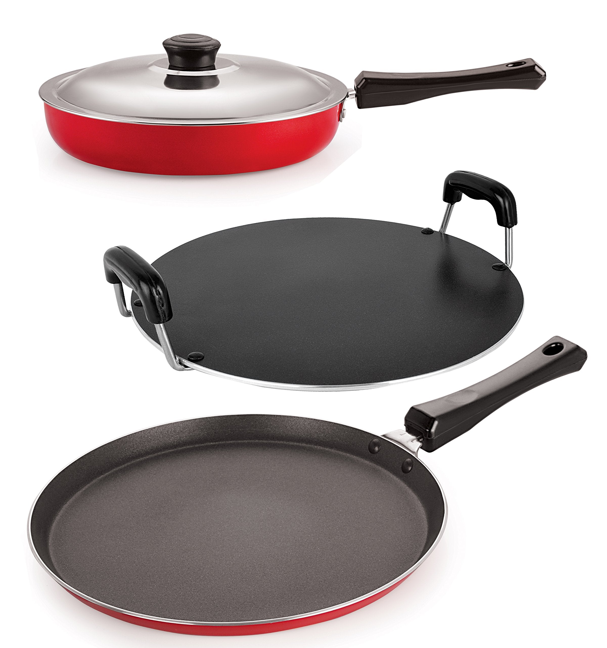 Nirlon Nonstick Aluminium Rust Free 3 Piece NonInduction Kitchenware Essential Combo Set