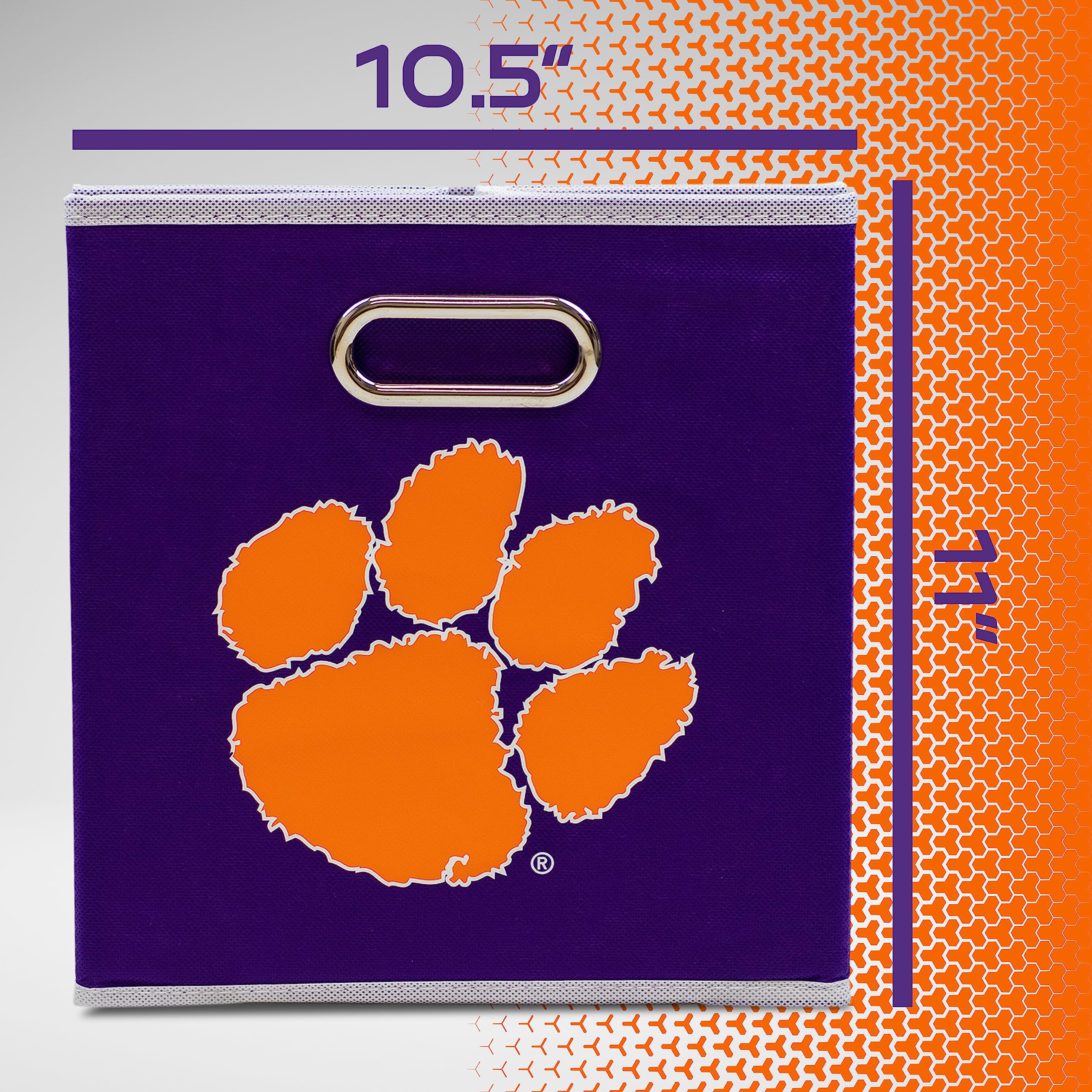 Franklin Sports Ncaa Clemson Tigers Collapsible Storage Bin - Made To Fit Storage Bin Shelf Organizers - 10.5'' X 10.5''