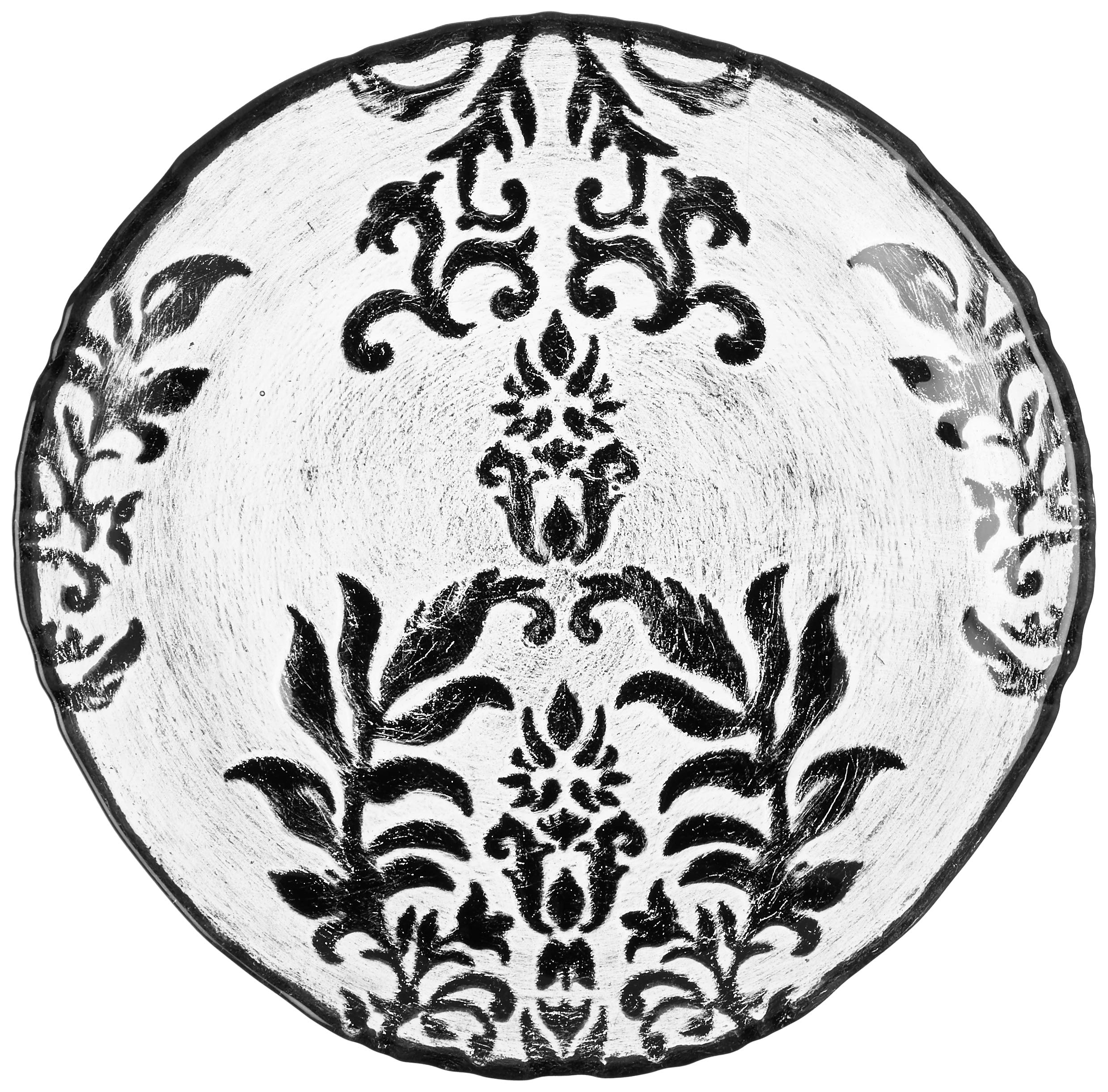 Red Pomegranate Damask Canape Plate Black Velvet 6.5-Inch