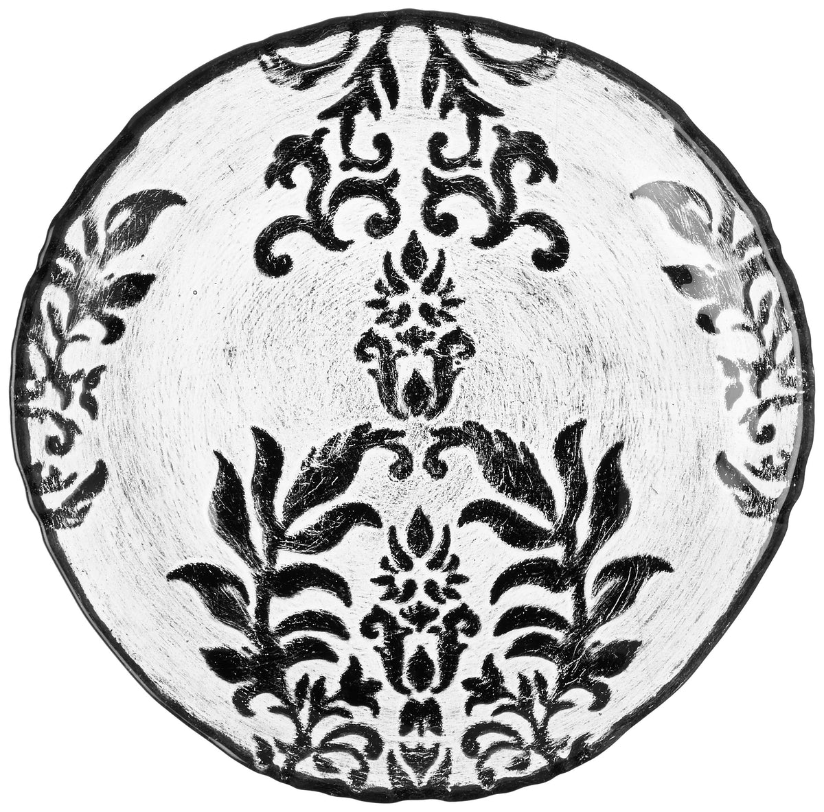 Red Pomegranate Damask Canape Plate Black Velvet 6.5-Inch