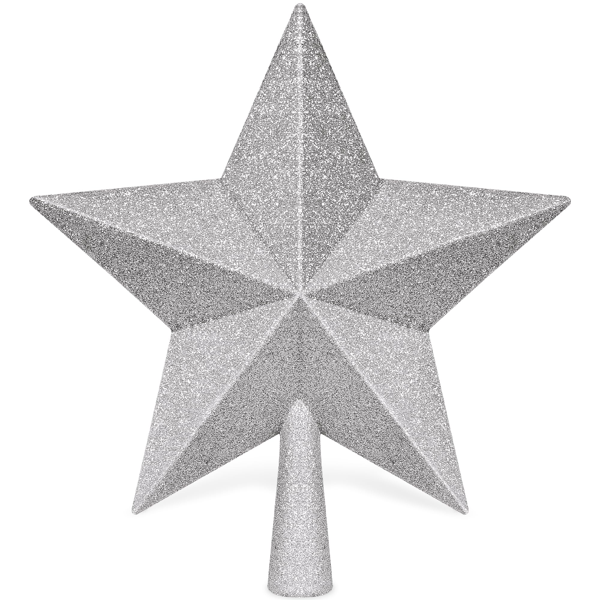 Christmas Tree Decoration, 10 Silver Christmas Tree Topper with Glitter, Large Bethlehem Star Xmas Tree Topper Decor, Waterproof