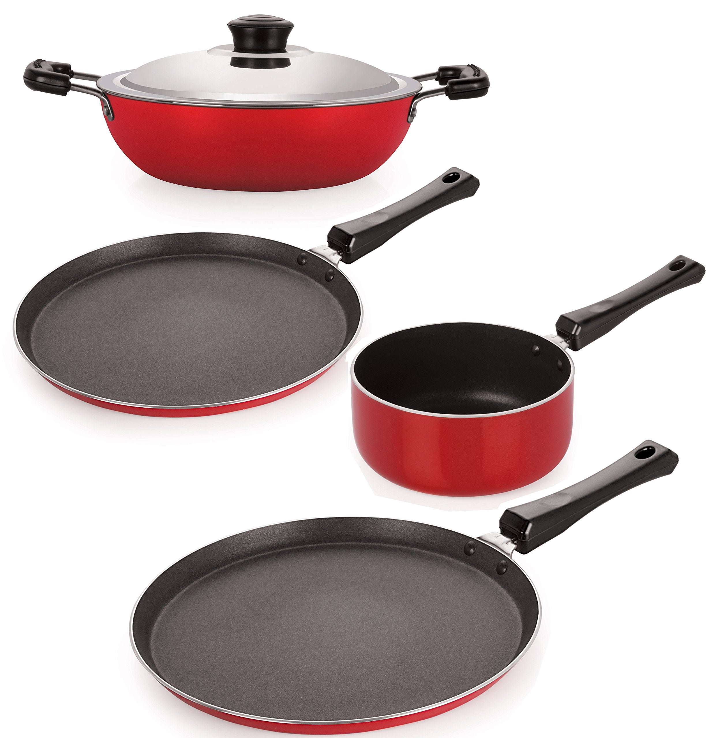 Nirlon Aluminium NonStick Red & Black Color Kitchenware Utencils Combo Set