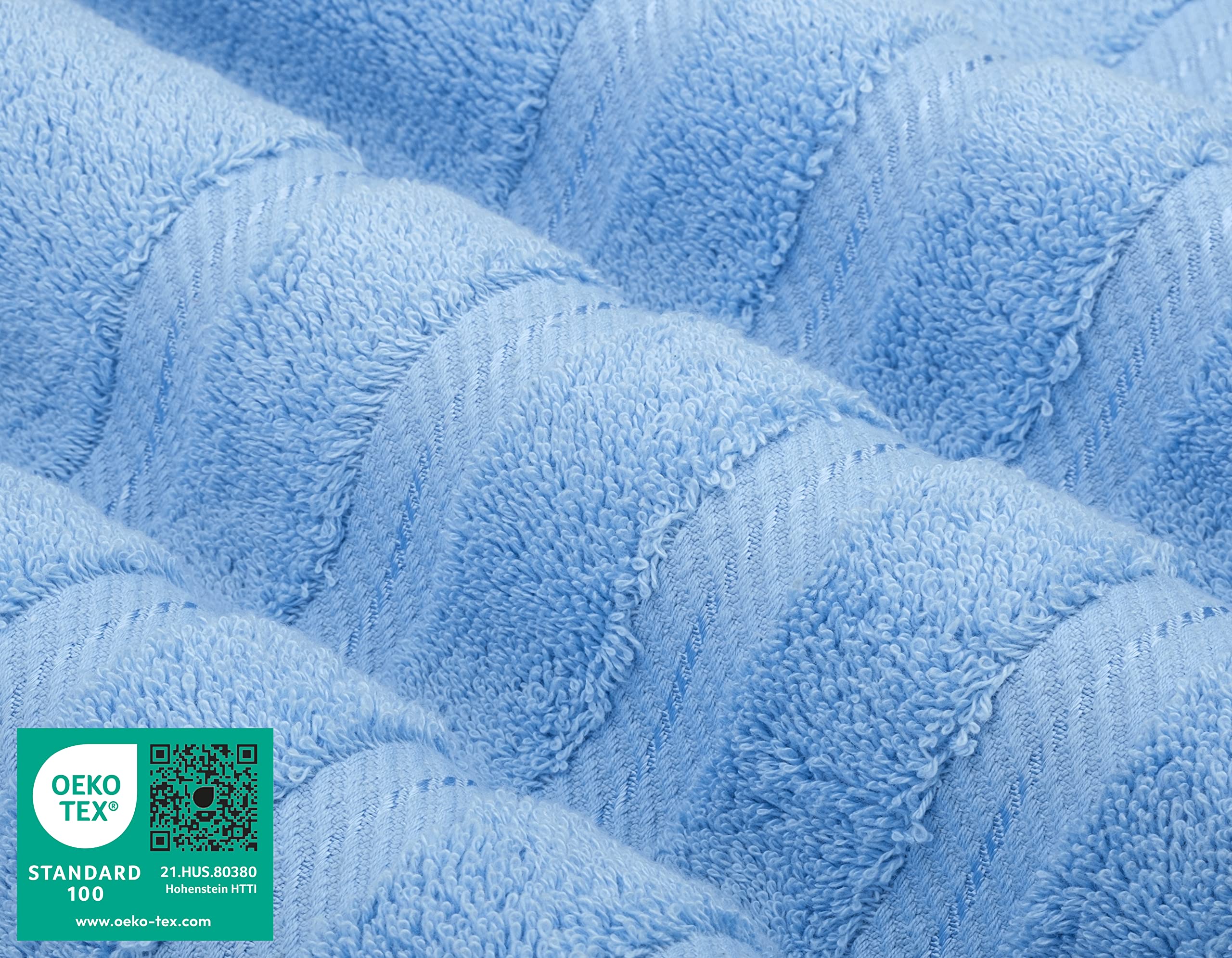American Soft Linen Luxury 3 Piece Towel Sets  1 Bath Towel 1 Hand Towel 1 Washcloth  100% Turkish Cotton Towels for Bathroom  Light Blue Towel Set