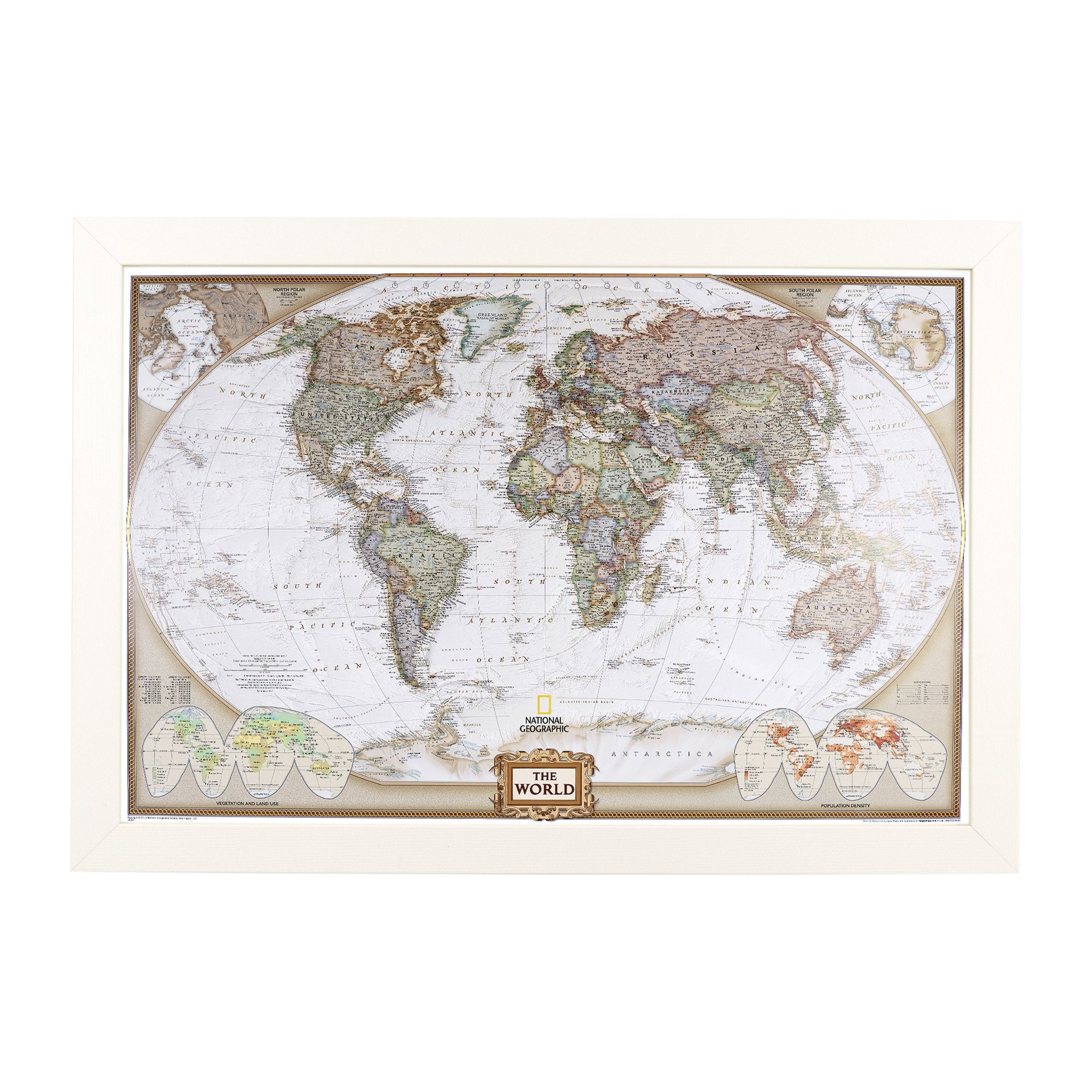 Push Pin Travel Maps - Executive World - Textured White Framed Pin Map For Tracking Your Travels - 27.5'' X 39.5'' - 8 Handcraft