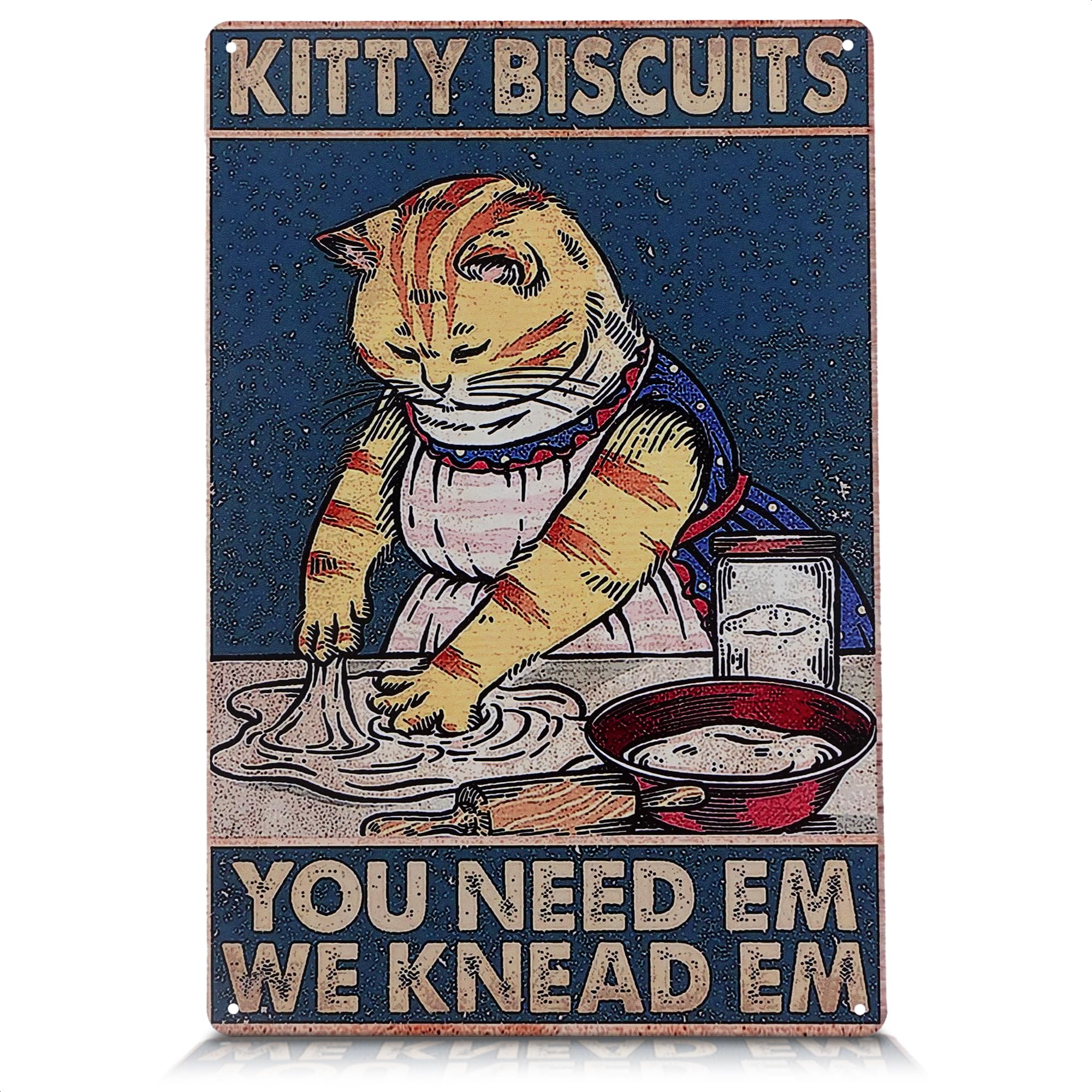Kitty Biscuits Metal Sign - 8x12 Cat Signs Home Decor for Kitchen, Bedroom & Living Room, Funny Cat Decor, Great for Home and Co