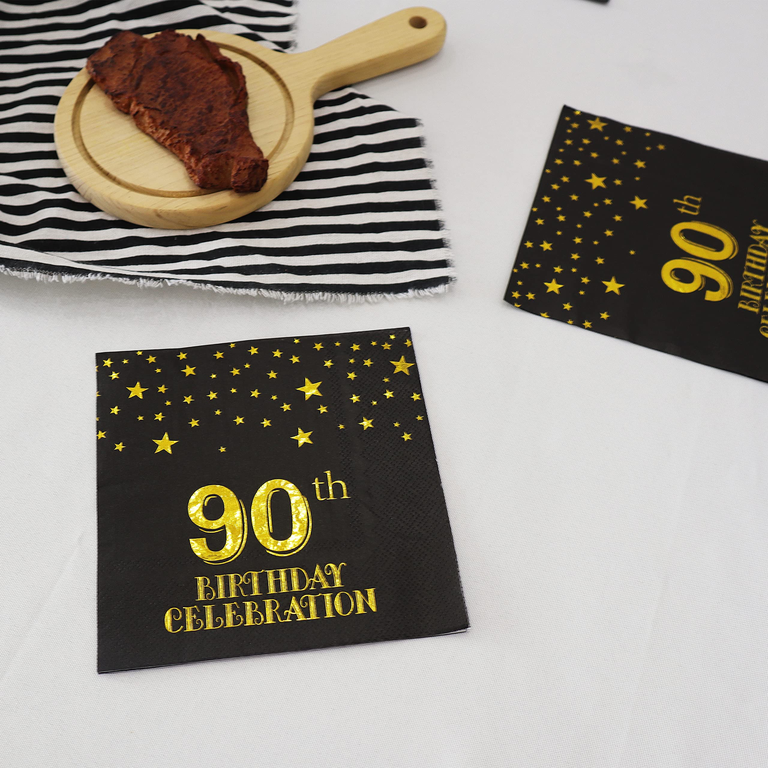 Pandecor 90th Birthday Party Plates & Napkins Set for 20 Guests - 7 Inch - 90 Years Old