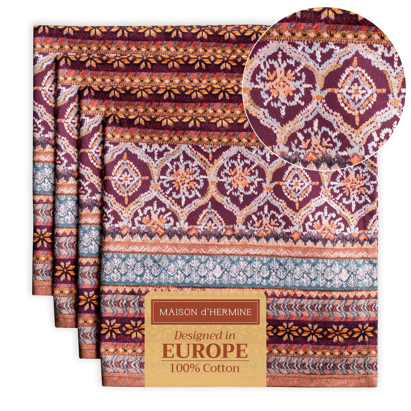Maison D Hermine Napkin 100% Cotton 20X20 Decorative Washable Table Cloth Napkins Set Of 4 For Gifts, Dining, Holidays, Buffet P