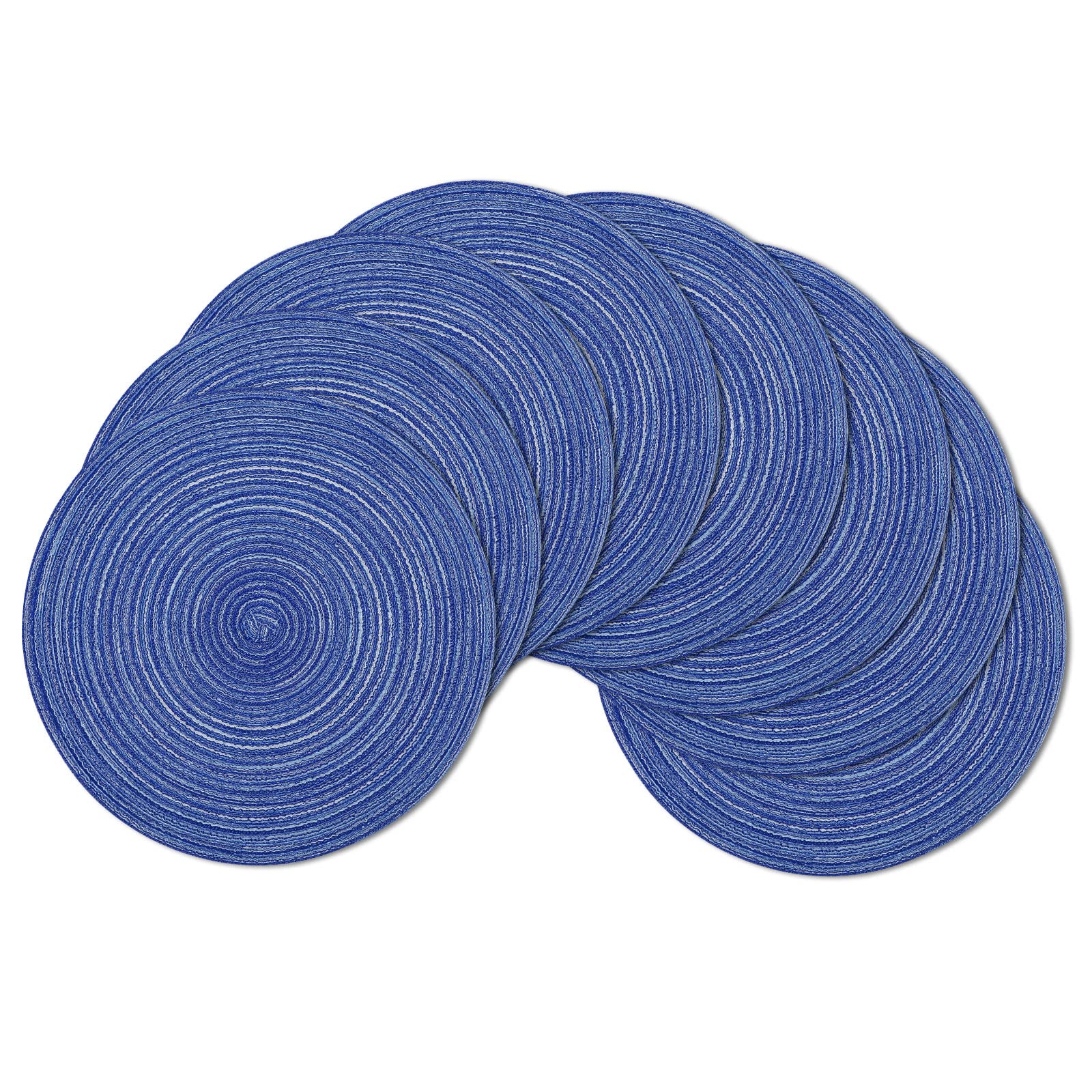 Shacos Round Braided Placemats Set Of 8 Round Table Mats For Dining Tables Washable Fabric Kitchen Table Place Mats (Blue White,