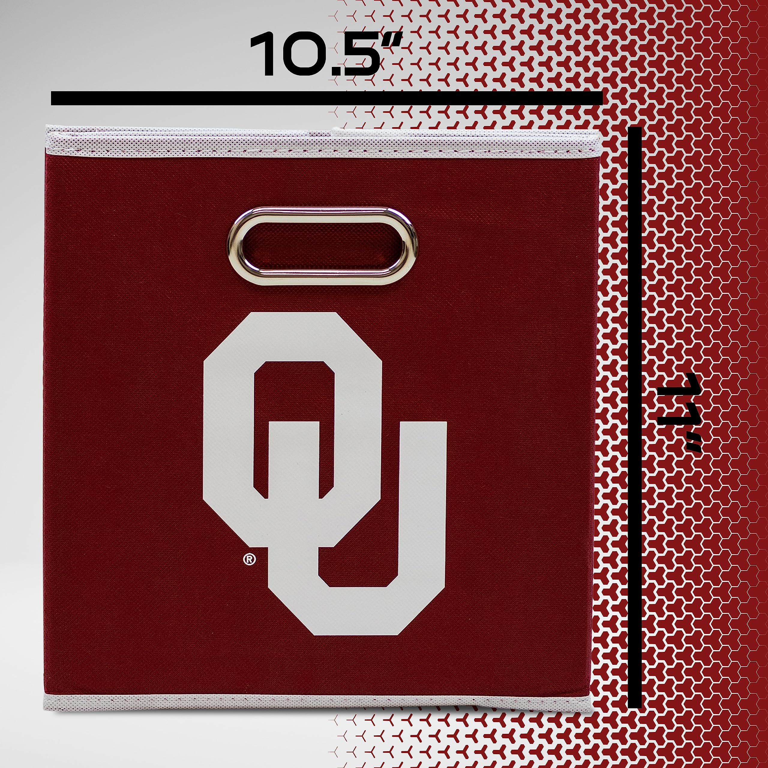 Franklin Sports Ncaa Oklahoma Sooners Collapsible Storage Bin - Made To Fit Storage Bin Shelf Organizers - 10.5'' X 10.5''