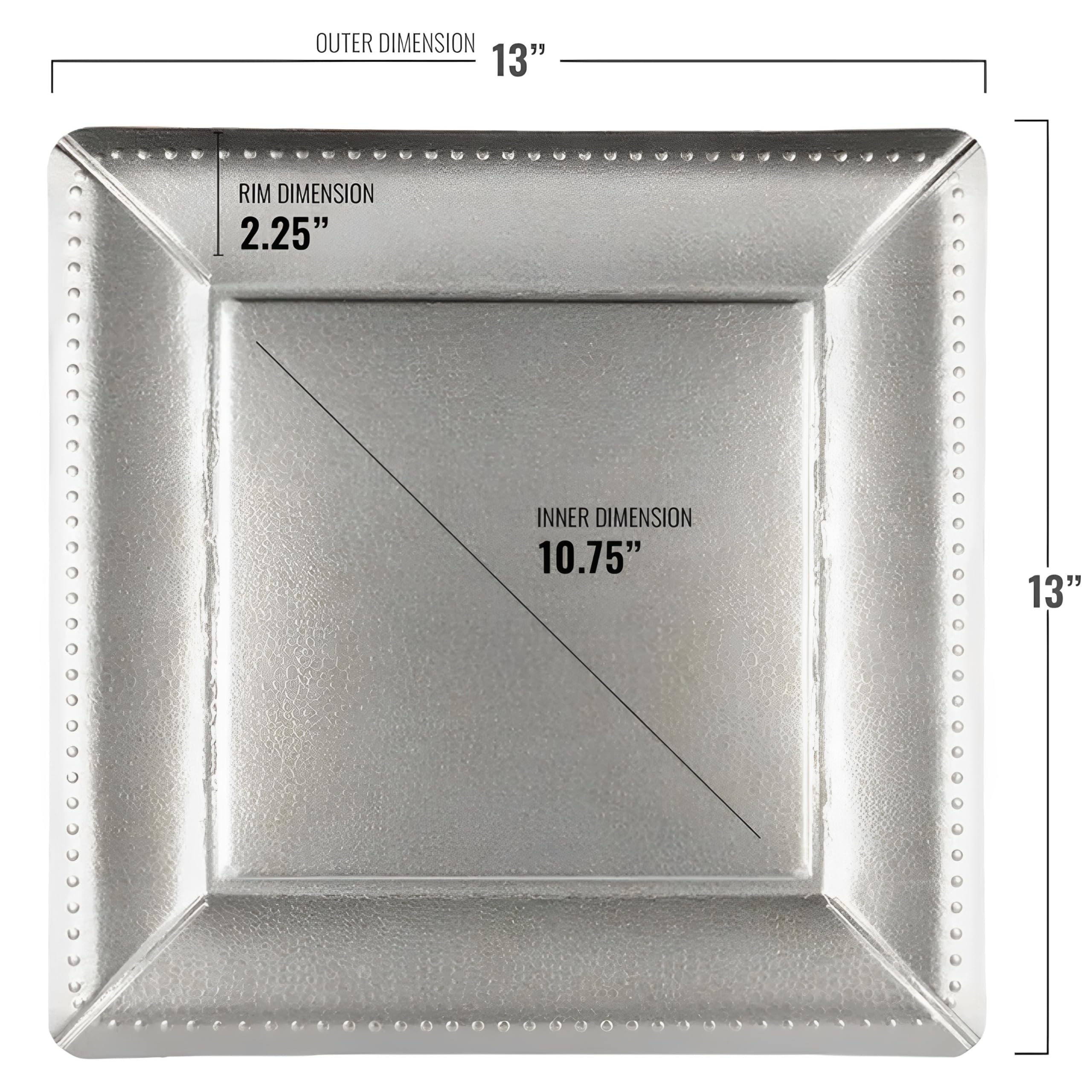 Kaya Luxurious Silver Square Edge Beaded Paper Disposable Charger Plates - 13'' (Pack Of 10) - Elegant And Eco-Friendly - Perfec